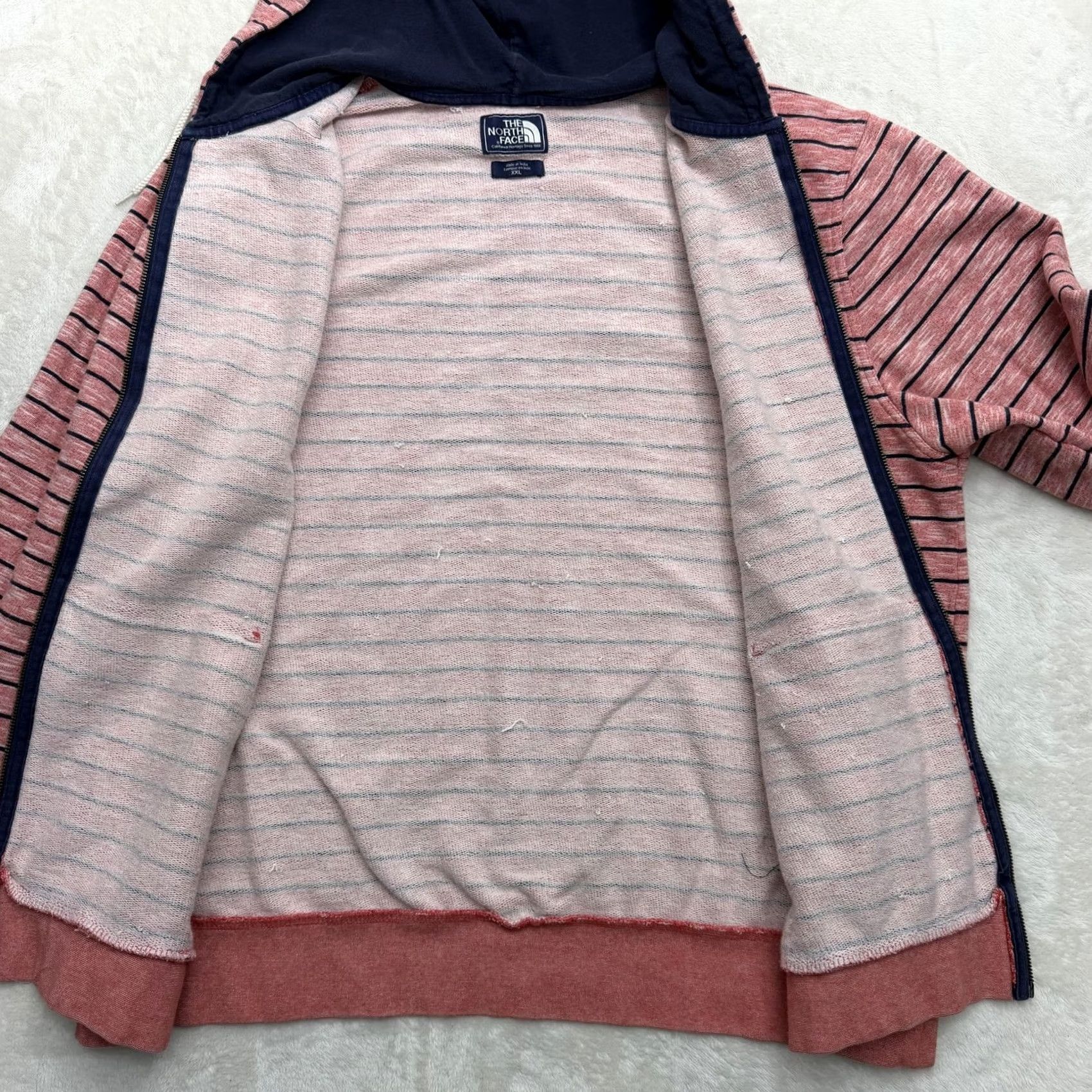 The North Face The North Face Hoodie Jacket Mens 2XL Red Striped Full Zip Knit Cotton Blend Size US XXL / EU 58 / 5 - 7 Thumbnail