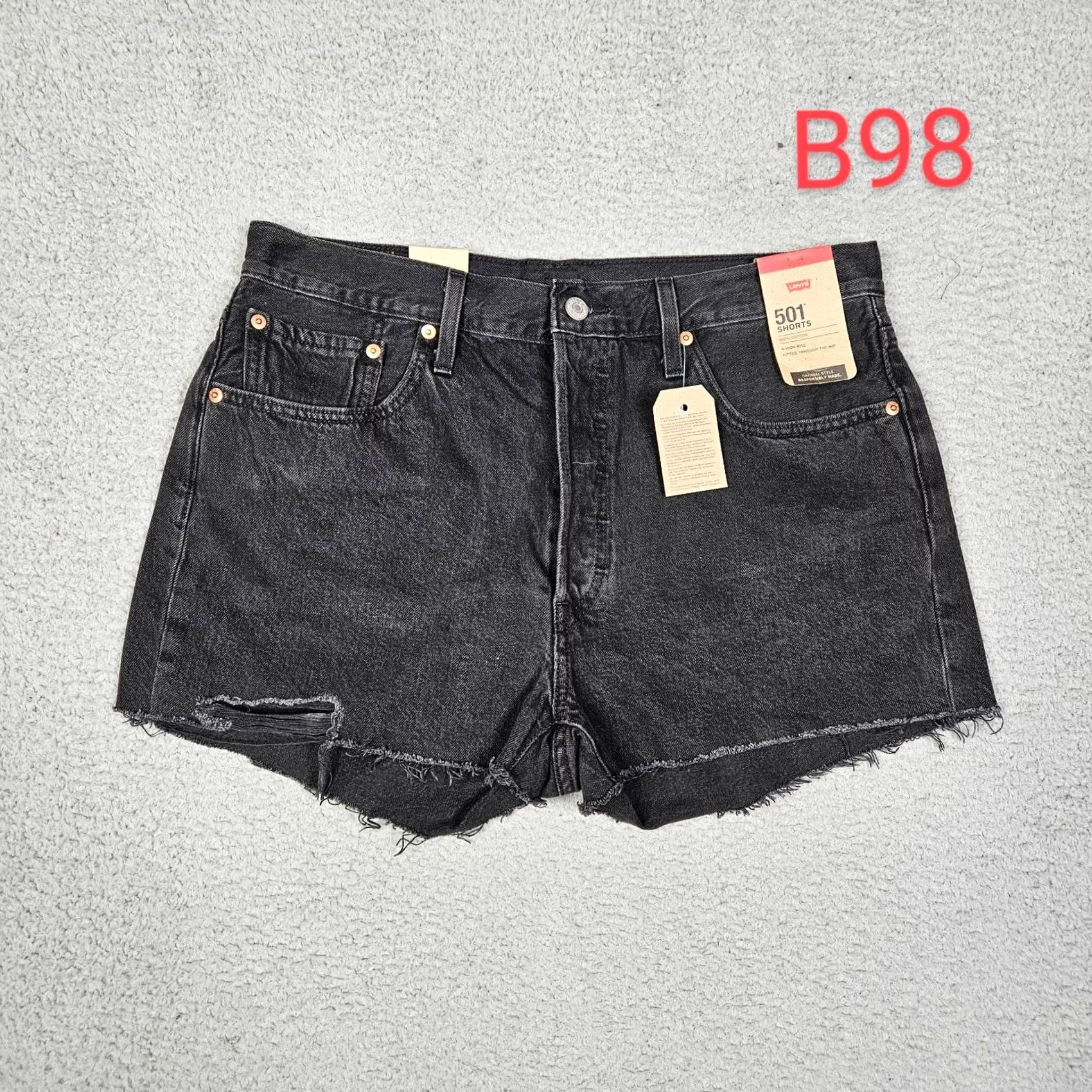 Levi's Levi's 501 Cotton High Rise Fitted Through the hip Light black Short Size 32 NEW Size 24" / US 00 / IT 34 - 4 Thumbnail