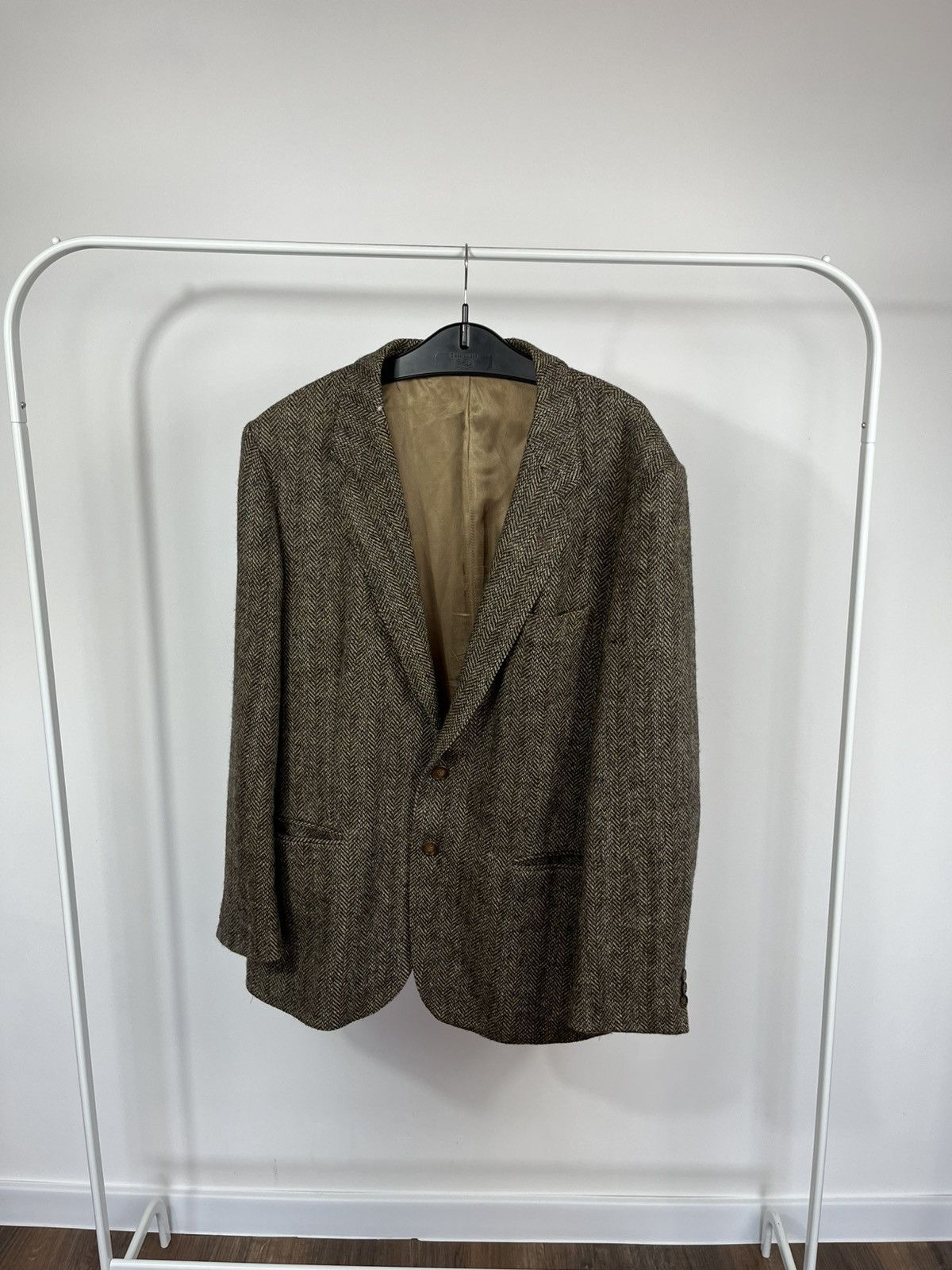 Harris Tweed Vintage Tweed Blazer Pure New Wool Brown EU 48 Herringbone Size US XXL / EU 58 / 5 - 1 Thumbnail