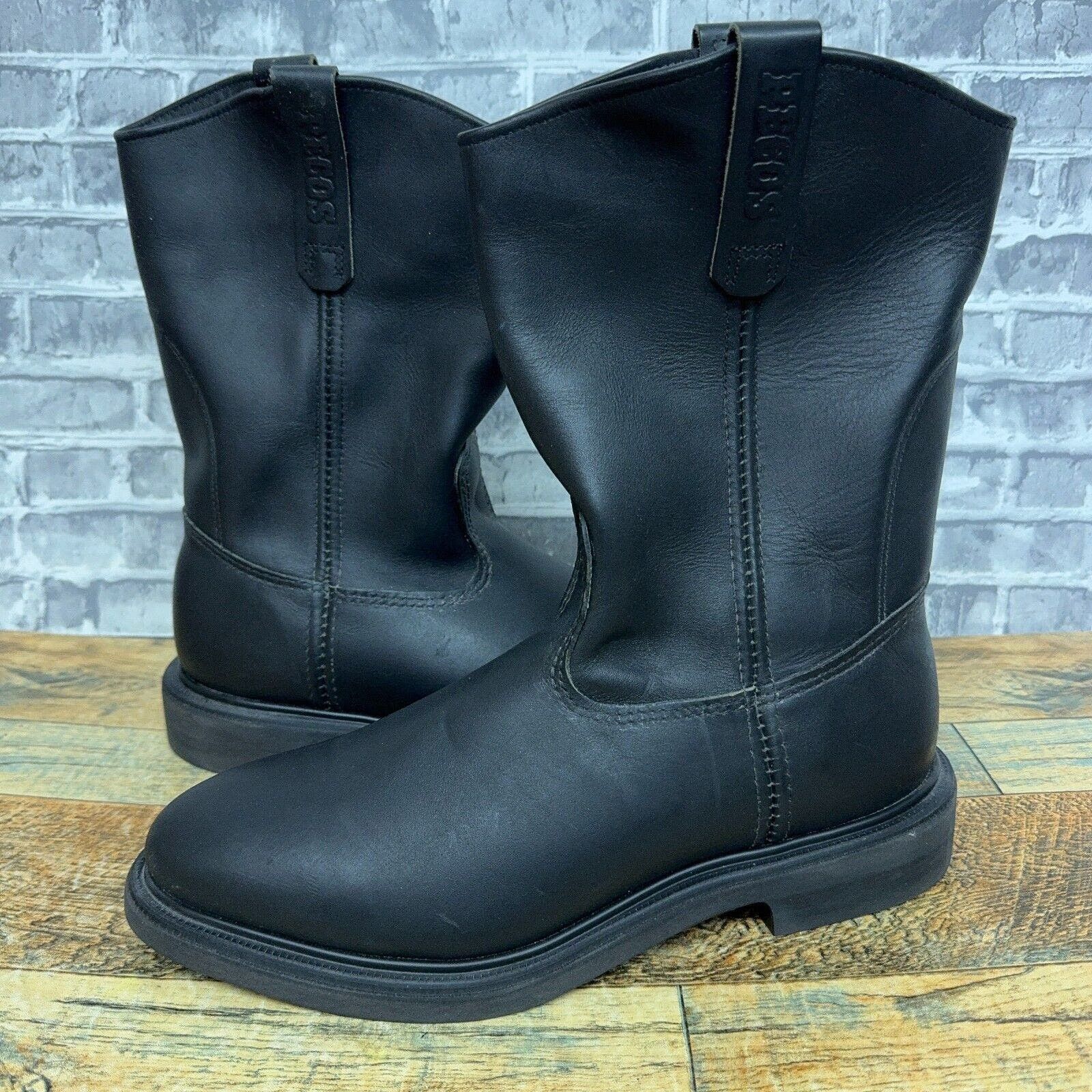 Red Wing Red Wing Pecos Black Leather Work Boots Pull On USA Made | Grailed