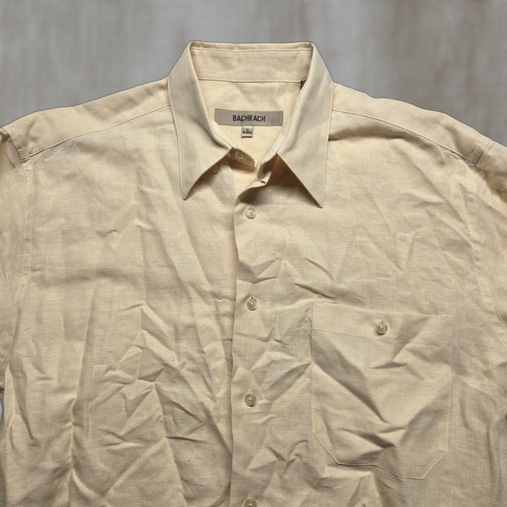 Vintage BACHRACH Shirt Adult Medium 15.5 Yellow Solid Dress Shirt, Button Up, 100% Cotton, Mens, 15.5 Neck, Barrel Cuff, Regular Fit, Office Workwear Size US M / EU 48-50 / 2 - 1 Thumbnail