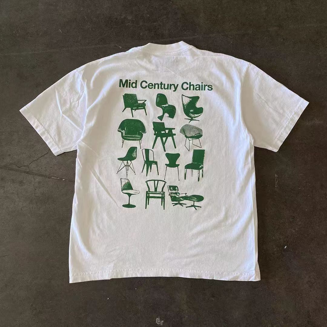 Japanese Brand × Vintage White casual retro chair print t-shirt Size US M / EU 48-50 / 2 - 1 Thumbnail