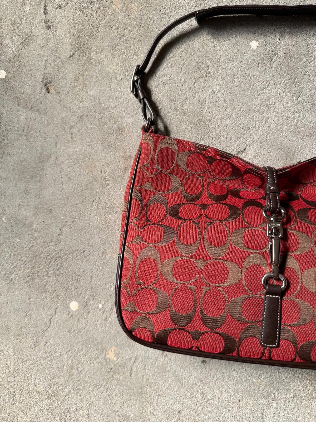 Coach Coach Hobo Signature Clip Canvas Handbag 'Red/Brown' Size ONE SIZE - 2 Thumbnail