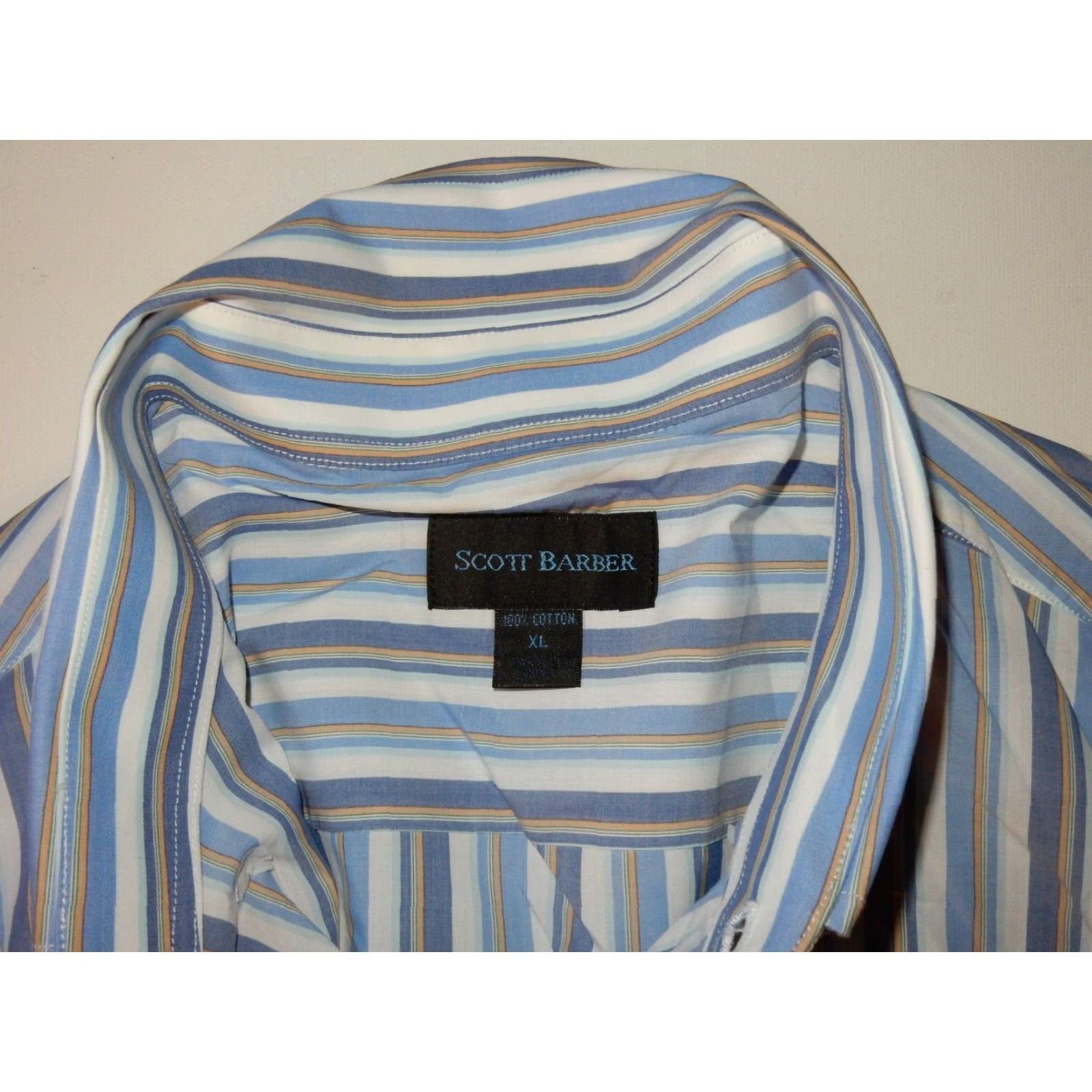 Vintage VINTAGE Scott Barber Men's Button-Up Shirt XL Long Sleeve Blue Striped Shirt Size US XL / EU 56 / 4 - 3 Thumbnail