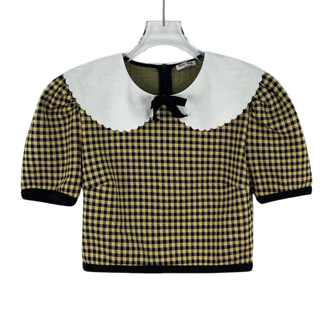 Miu Miu Miu Miu Scalloped Collar Houndstooth Top L Size L / US 10 / IT 46 - 1 Thumbnail