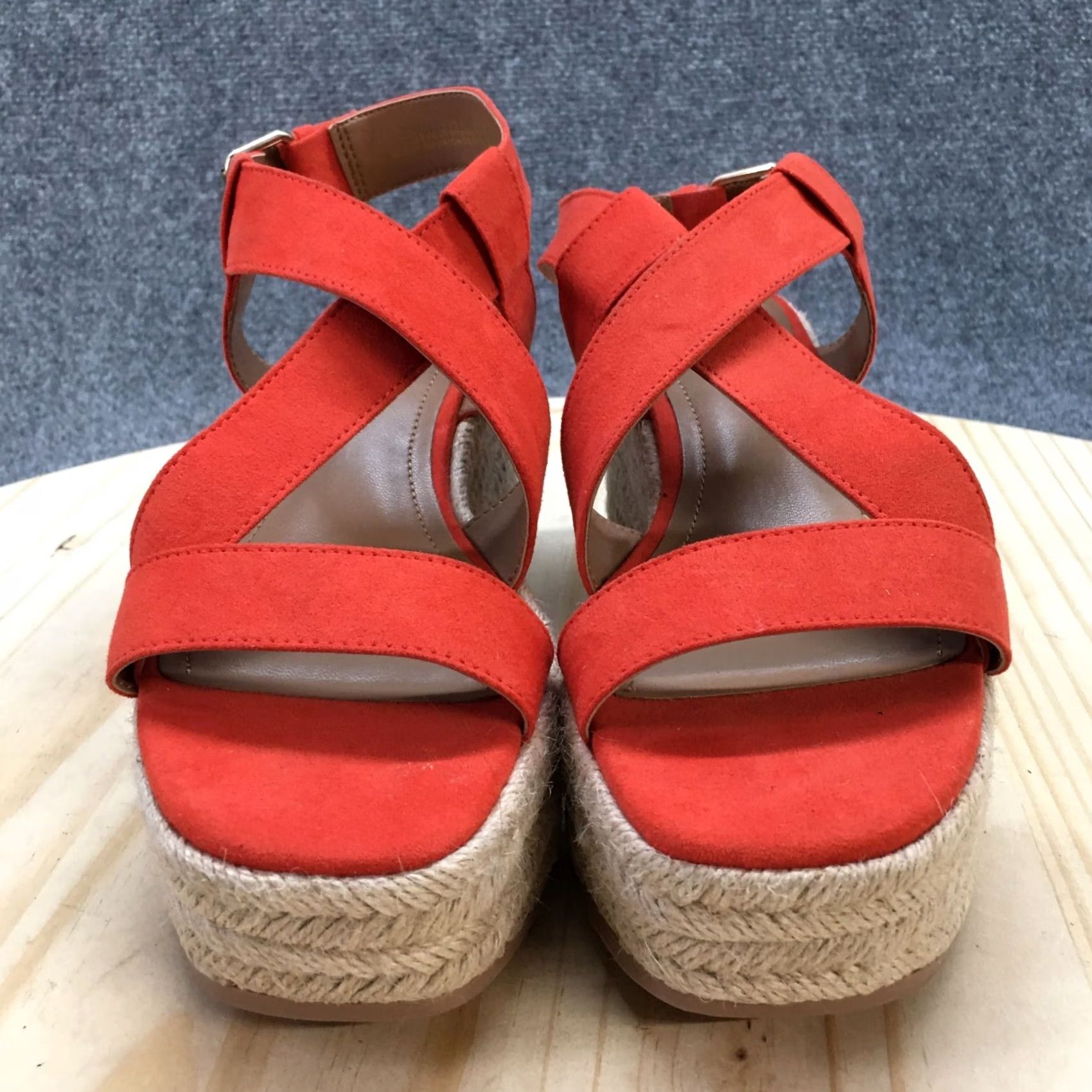 H&M H&M Sandal Womens 37 Orange Slingback Open Toe Espadrille Wedge Platform Suede Size US 6 / IT 36 - 5 Thumbnail