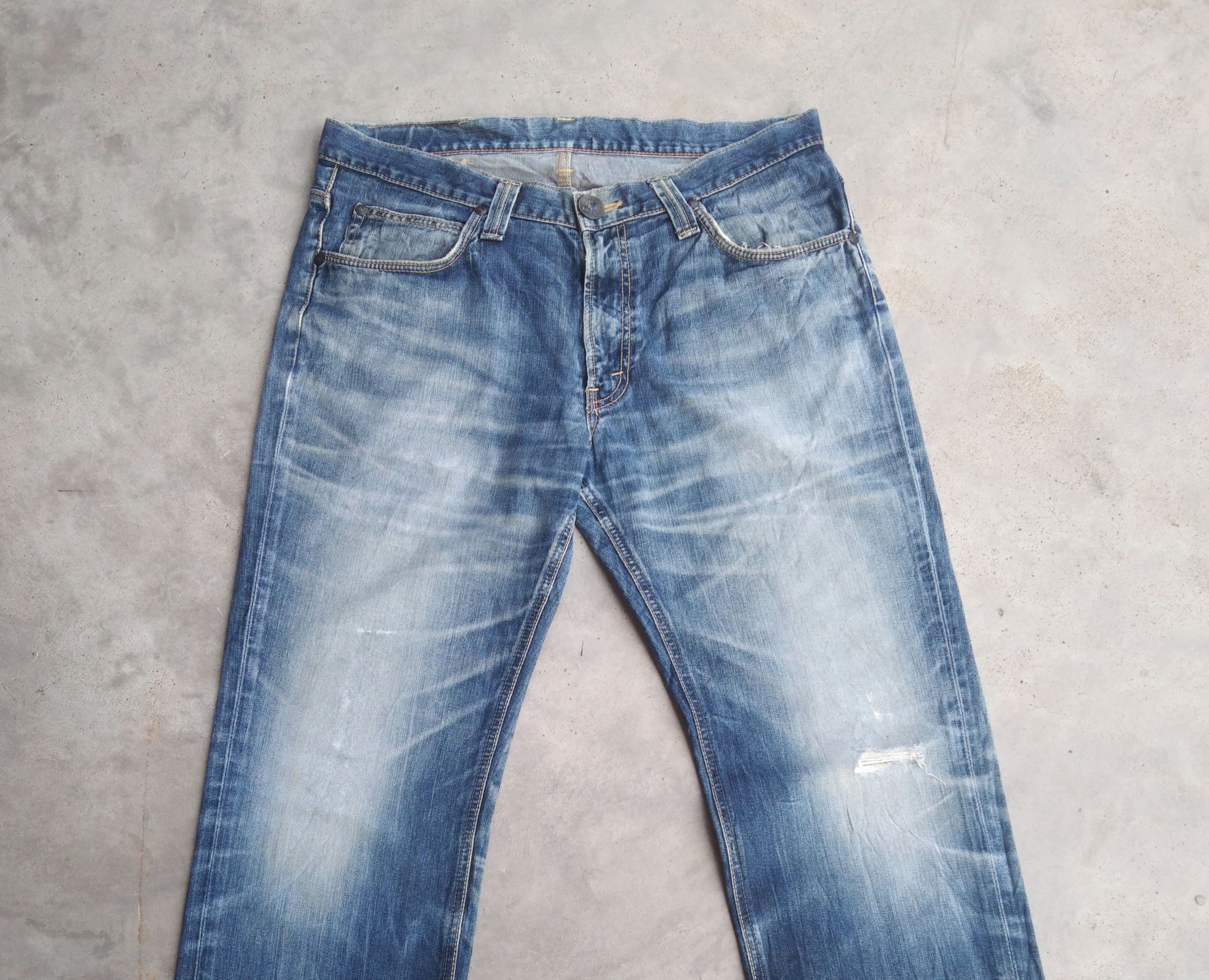 Japanese Brand Vintage Lee Faded Blue Straight Leg Distressed Jeans 36x34 Size US 36 / EU 52 - 5 Thumbnail
