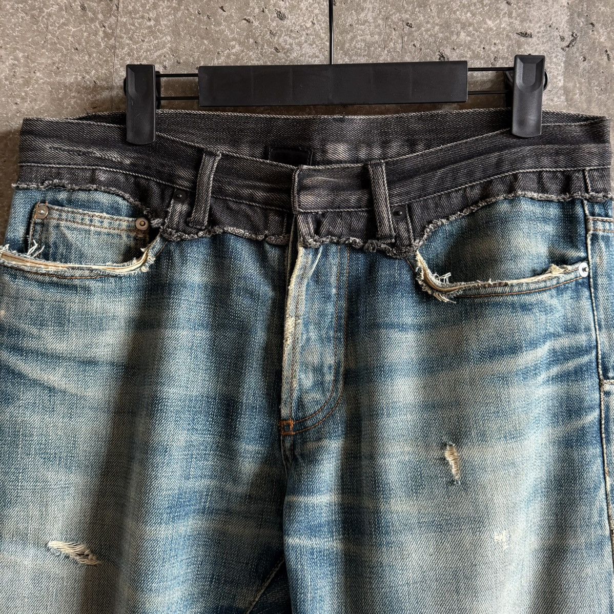 Dior Dior Homme THRASHED AW06 Cummerbund Denim By Hedi Slimane Size US 31 - 3 Thumbnail