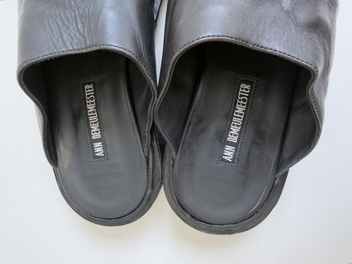 Ann Demeulemeester Early 2010s Black ‘Distressed Leather’ Mules Size US 8 / IT 38 - 15 Thumbnail