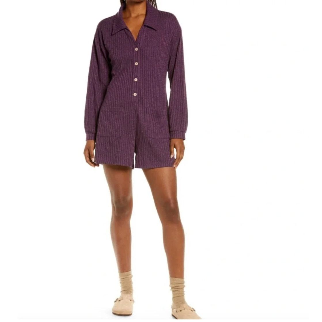 Onia Onia NWOT Ribbed Knit Long Sleeve Romper Large, MP $120 Size 34" / US 12 / IT 48 - 1 Thumbnail