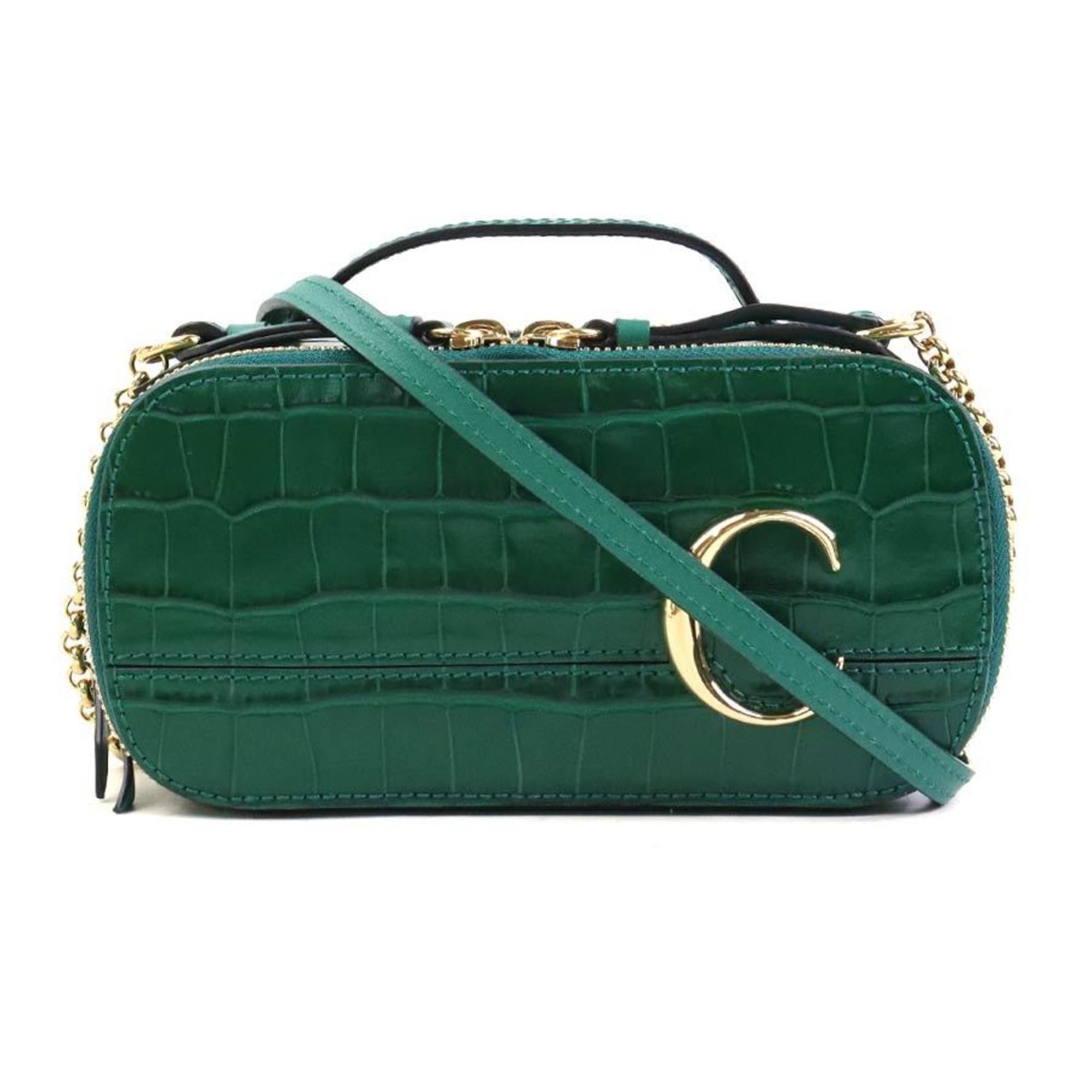 Chloe Chloé Chloe shoulder bag in embossed leather, green, women's, 56227a Size ONE SIZE - 1 Thumbnail