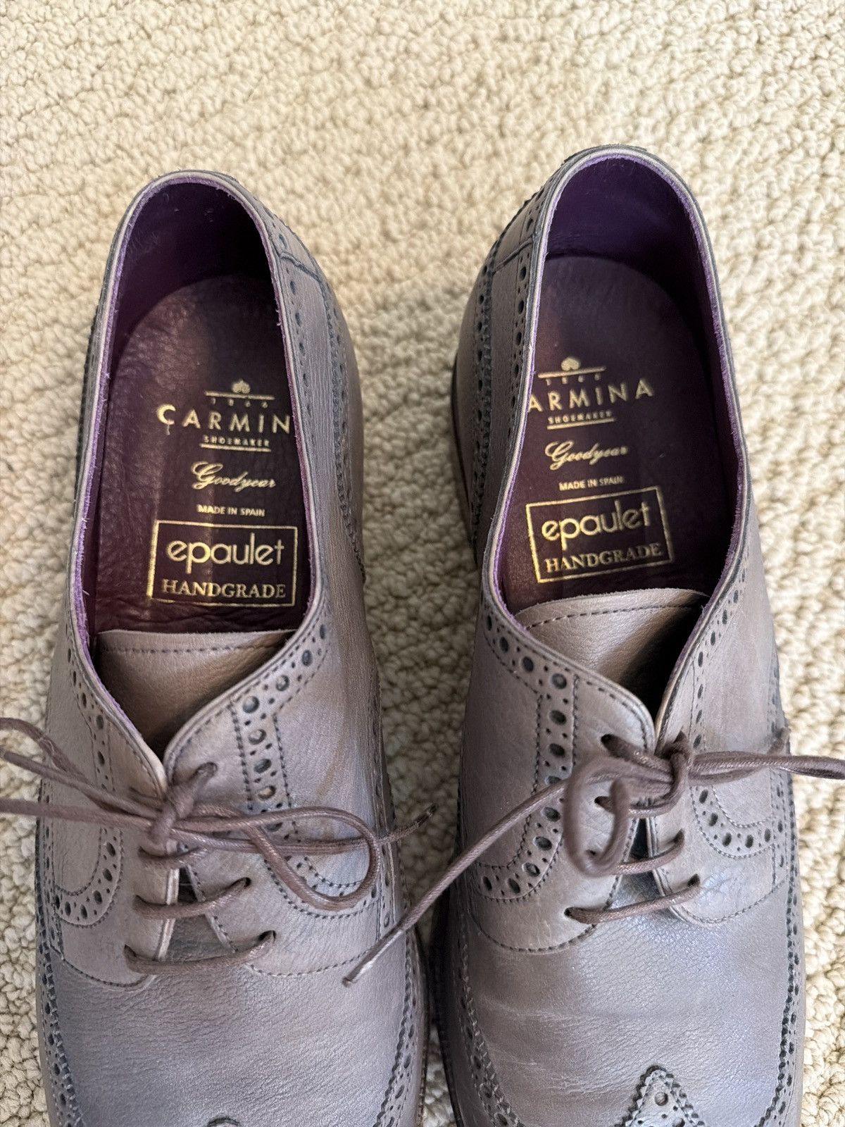 Carmina Carmina Gray Wingtip Sz 11 (fits like 11.5 US) Size US 11.5 / EU 44-45 - 2 Thumbnail