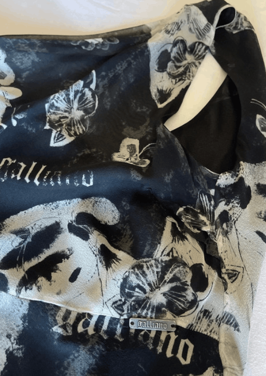 John Galliano Galliano Dress Silk Slip Graphic Gazette 2000s EX0157 Size S / US 4 / IT 40 - 5 Thumbnail
