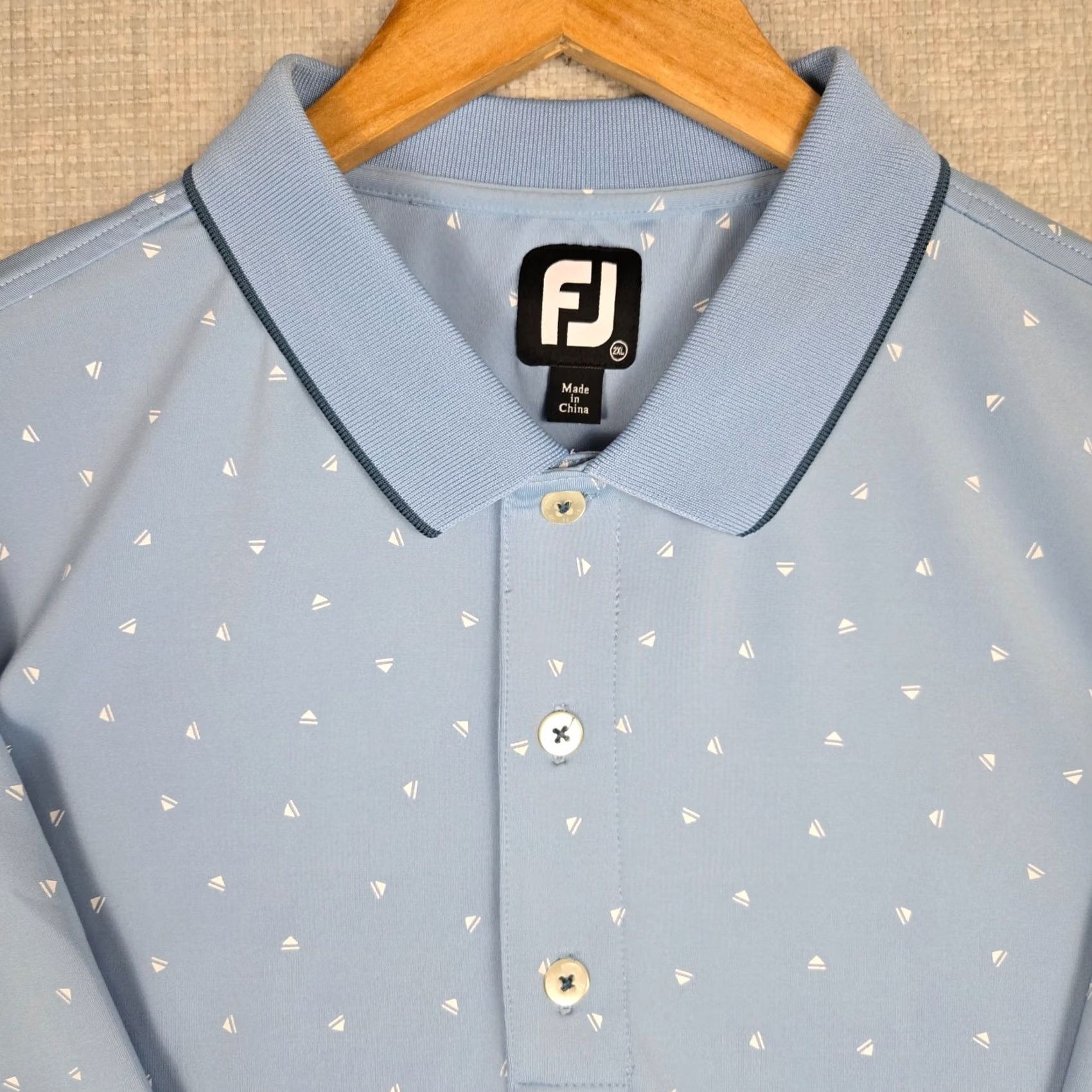 Footjoy FOOTJOY Golf Polo Shirt Mens Size 2XL Blue Eject Button Print Performance FJ Size US XXL / EU 58 / 5 - 2 Thumbnail