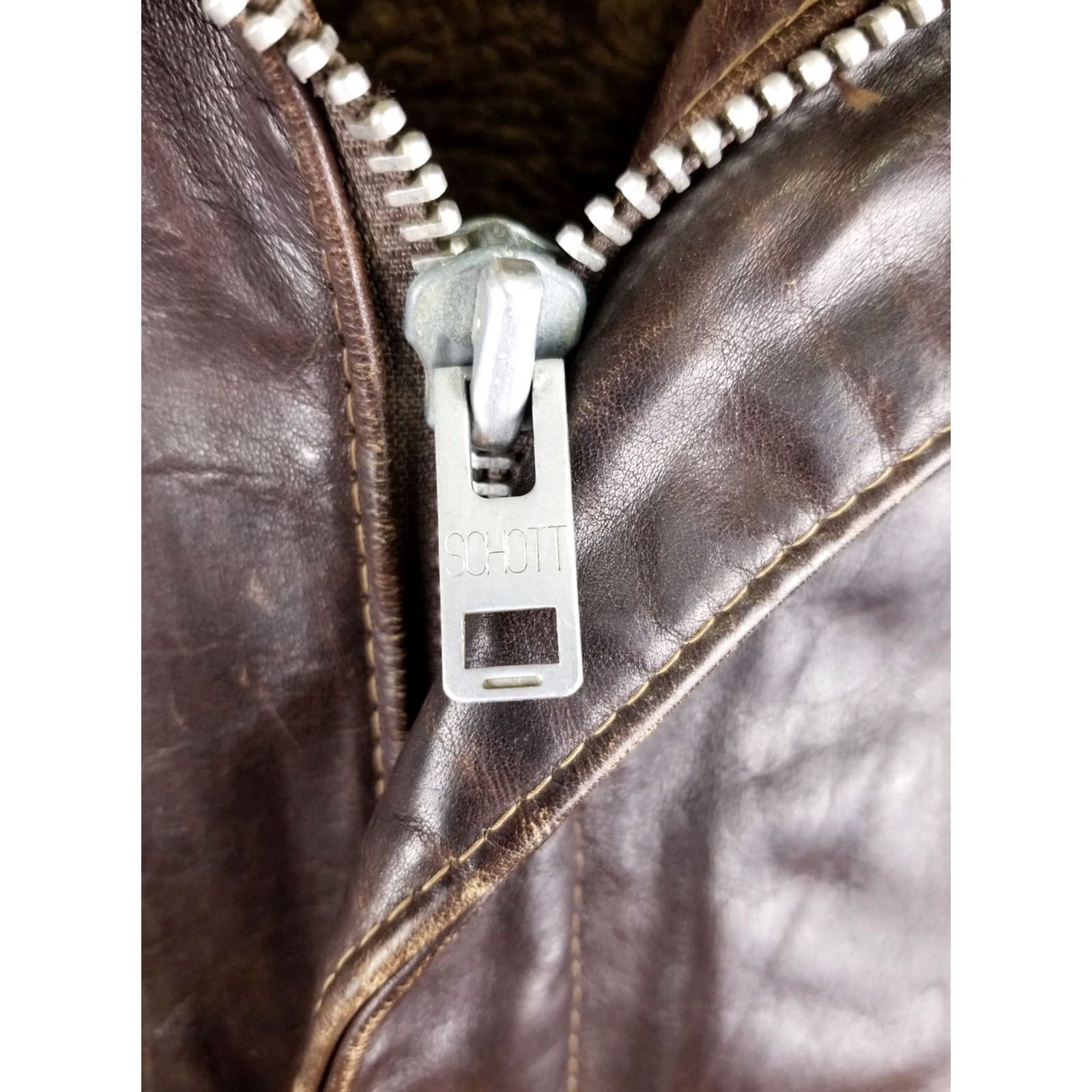 Schott VINTAGE Schott G-1 STYLE FLIGHT LEATHER JACKET SZ 44 WITH LINING Jacket Men Brown 70s Military Motorcycle Lined Size US S / EU 44-46 / 1 - 4 Thumbnail