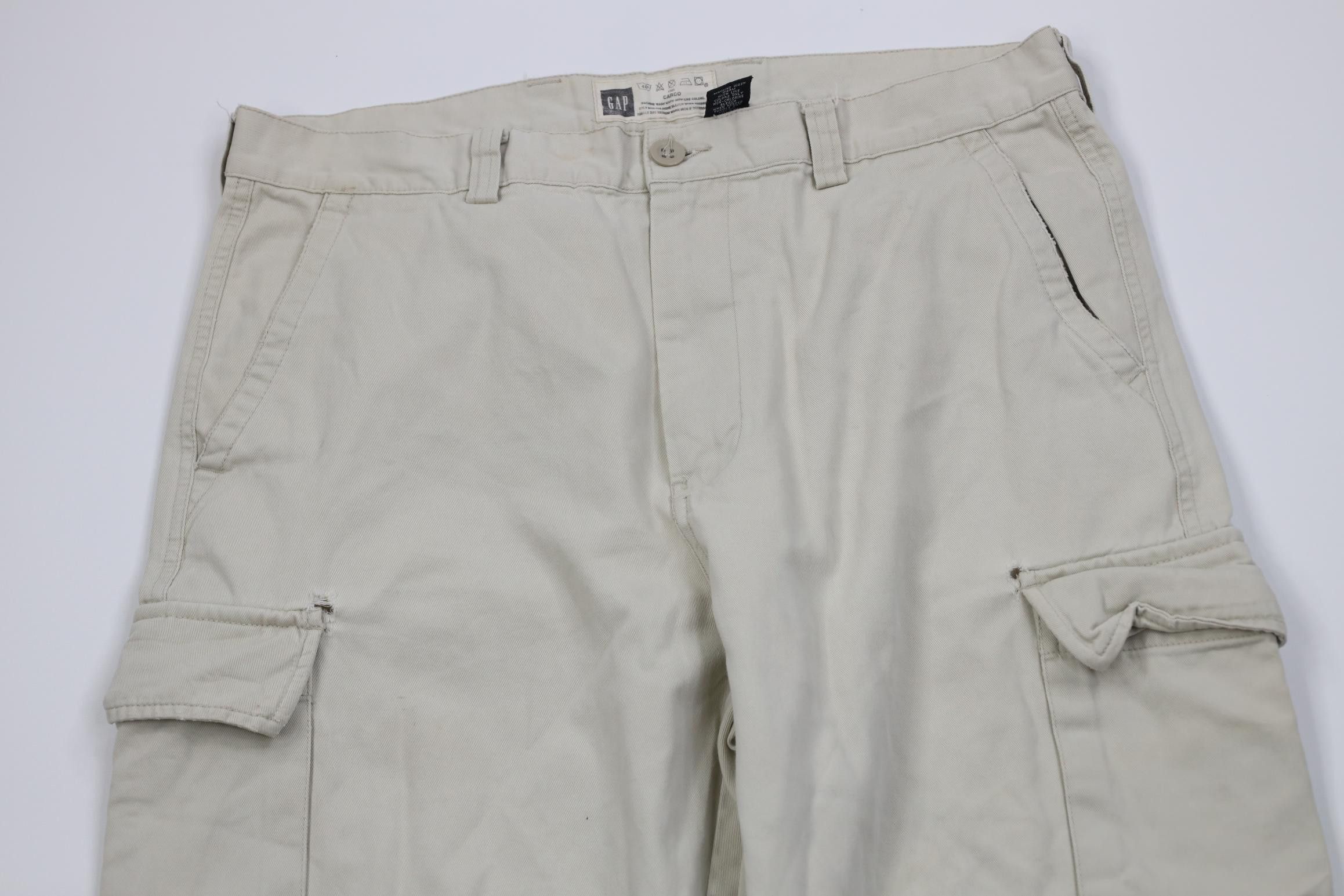 Gap Vintage 90s Y2K Gap Baggy Wide Leg Cargo Pants Stone Cotton Size US 34 / EU 50 - 2 Thumbnail
