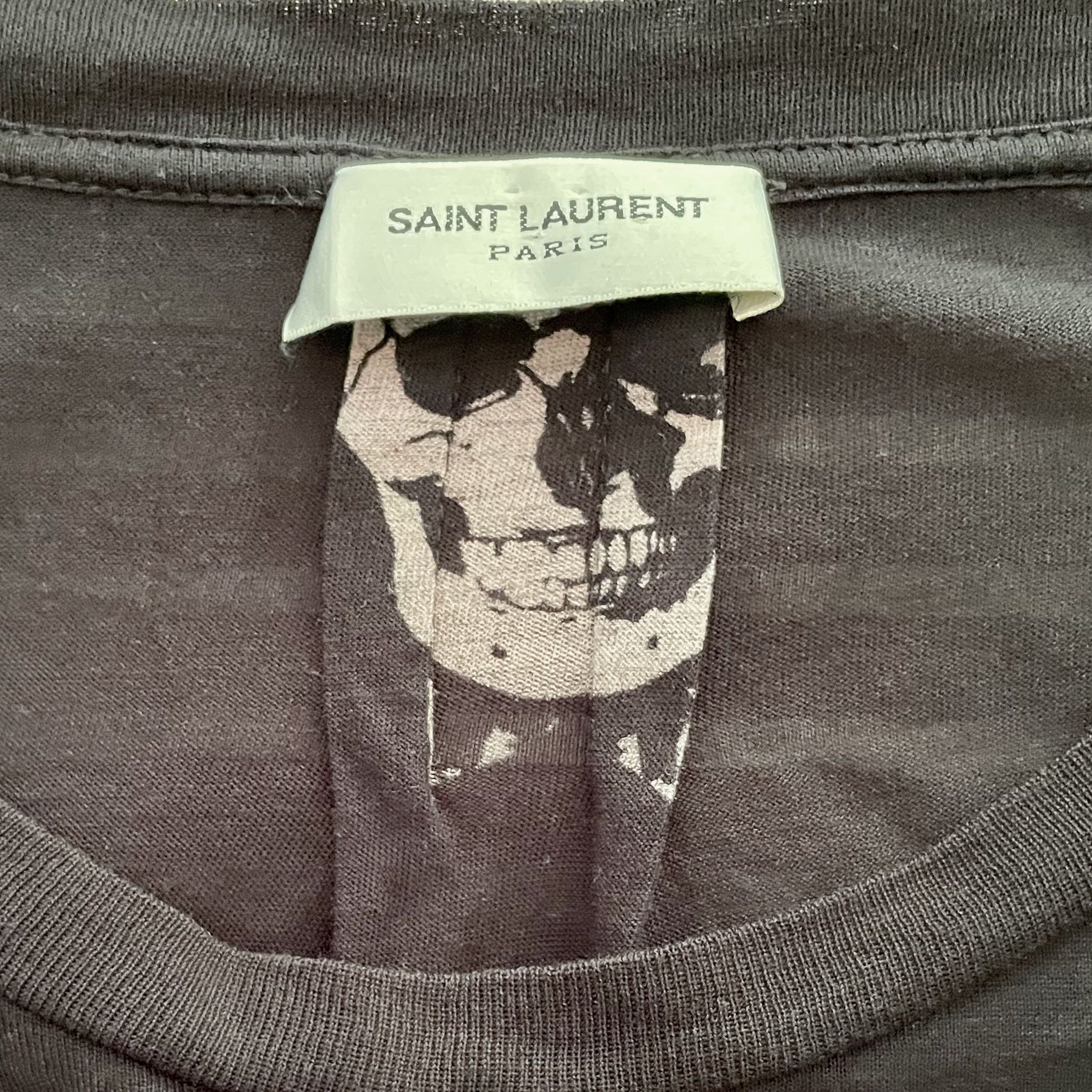 Saint Laurent Paris Saint Laurent Skull & Bow Tie Unisex T-Shirt, Black & Cream Size US L / EU 52-54 / 3 - 3 Thumbnail