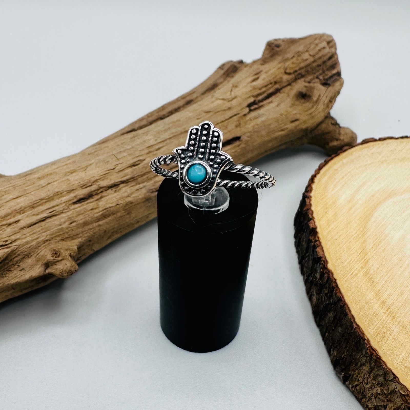 The Unbranded Brand Hamsa Turquoise and Sterling Silver Ring Size ONE SIZE - 3 Thumbnail