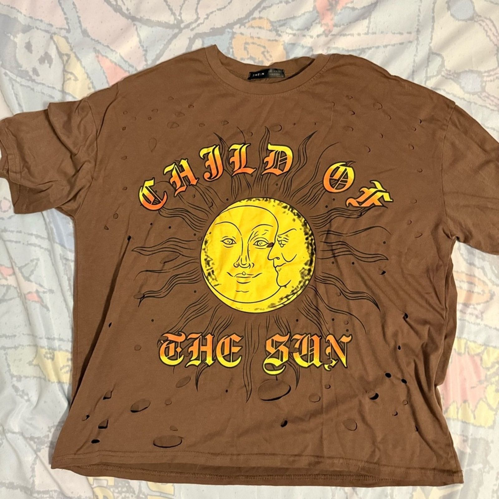 Shein SHEIN Brown and Yellow Retro Sun Tee Size US S / EU 44-46 / 1 - 1 Thumbnail