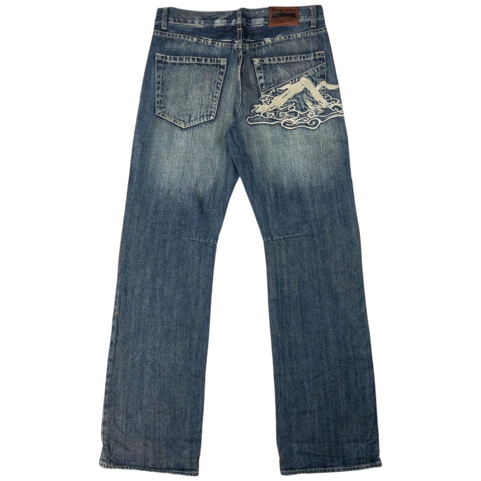 Other Vintage Big Train Embroidered Japanese Denim Jeans Size W33 Size US 33 - 3 Thumbnail