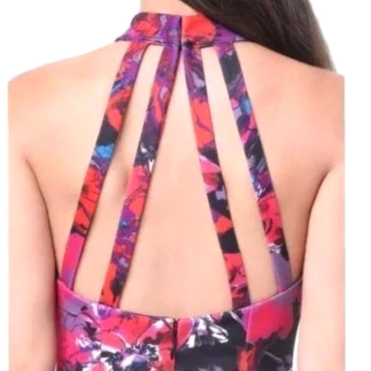 Bebe Bebe Floral Mock Neck Mini Dress Larissa Strappy Back XXS Multicolor Size XXS / US 00 / IT 34 - 7 Thumbnail