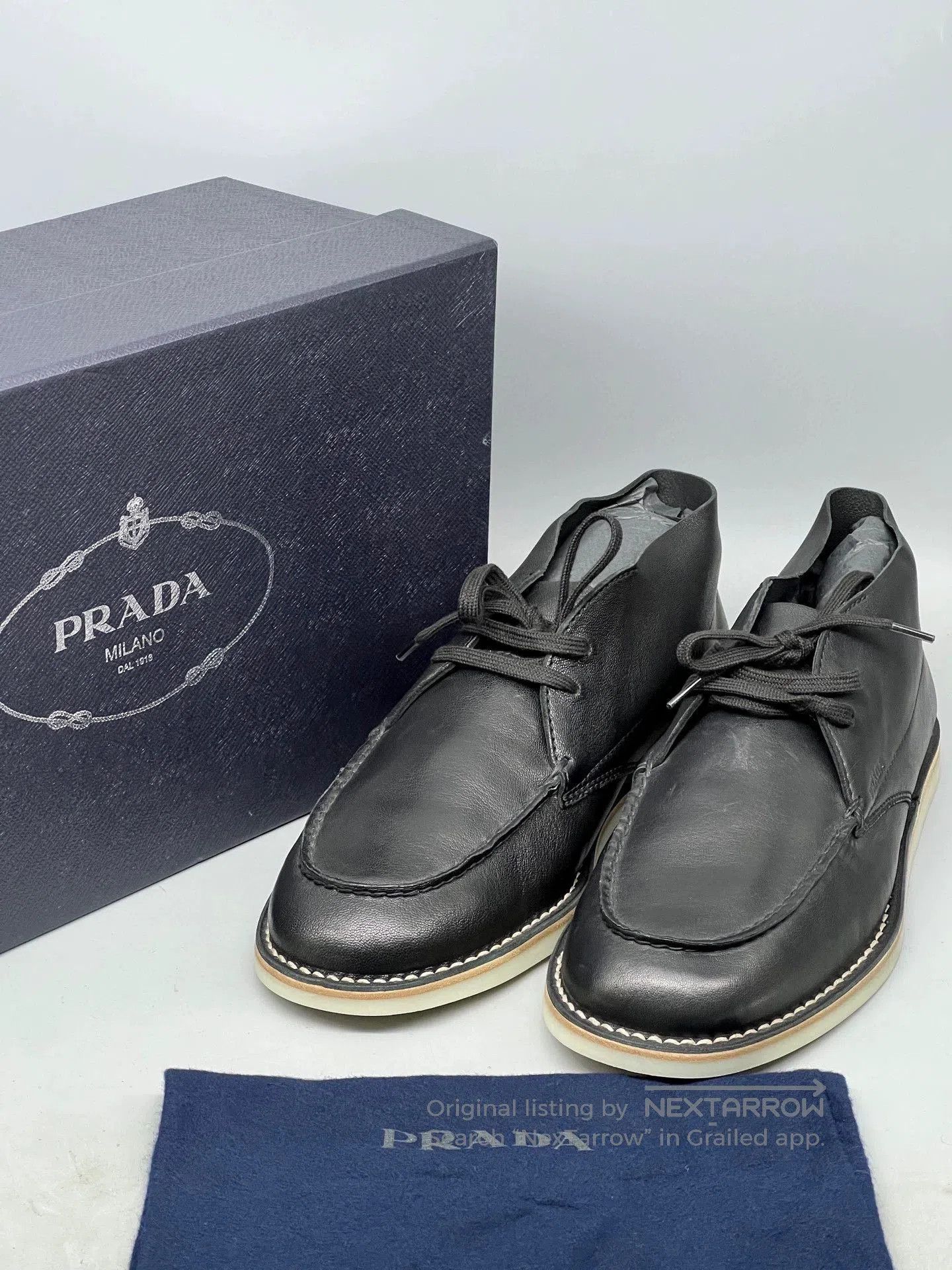 Prada prada black leather high-top casual shoes. Size US 6 / EU 39 - 1 Thumbnail