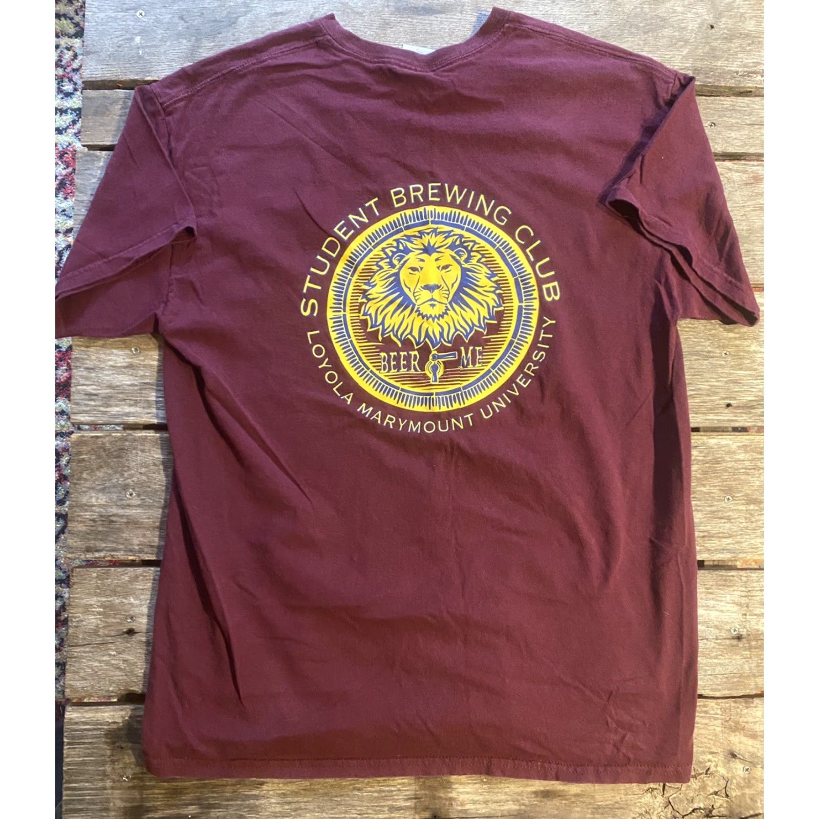 Gildan Gildan Mens Red T-Shirt Crew Neck Beer Theme College Loyola Marymount University Student Brewing Club Short Sleeve Large Size US L / EU 52-54 / 3 - 2 Thumbnail