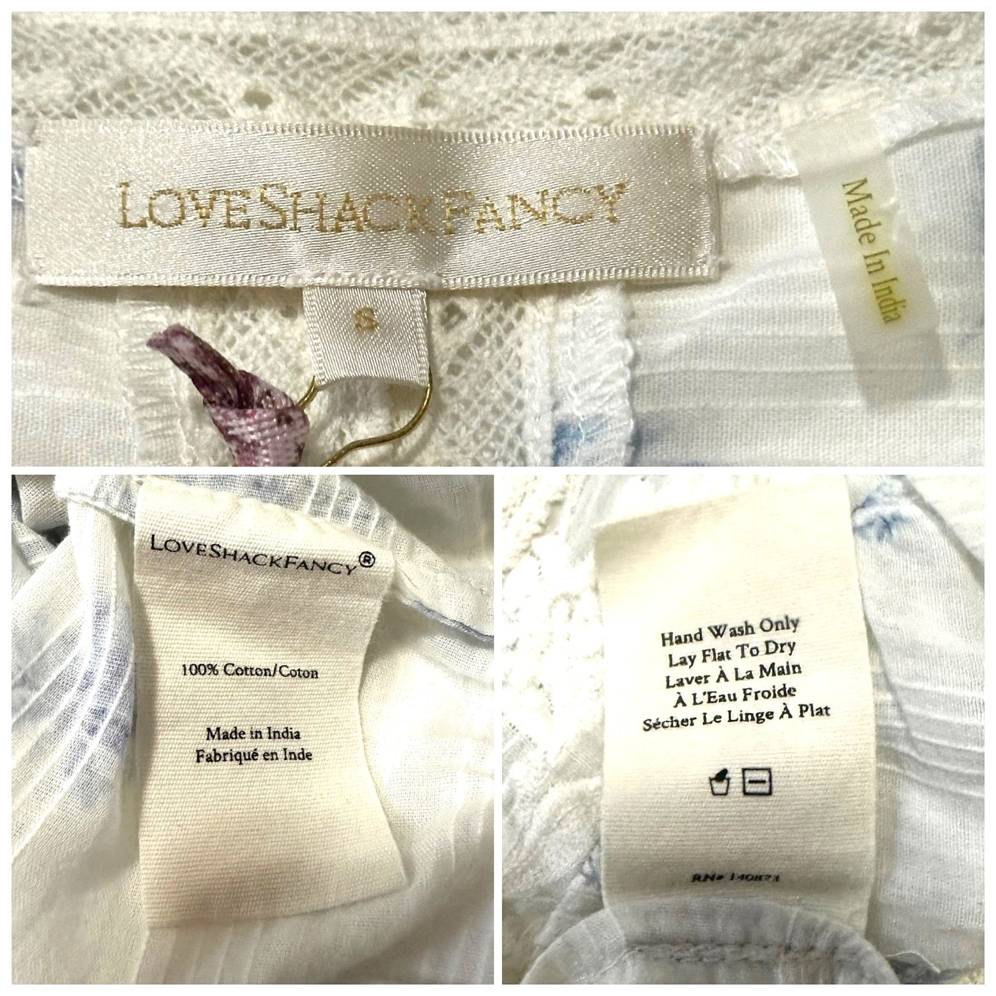 LoveShackFancy LoveShackFancy Sabrina Top, Ivory, Blue Floral, Size S, New Size S / US 4 / IT 40 - 4 Thumbnail