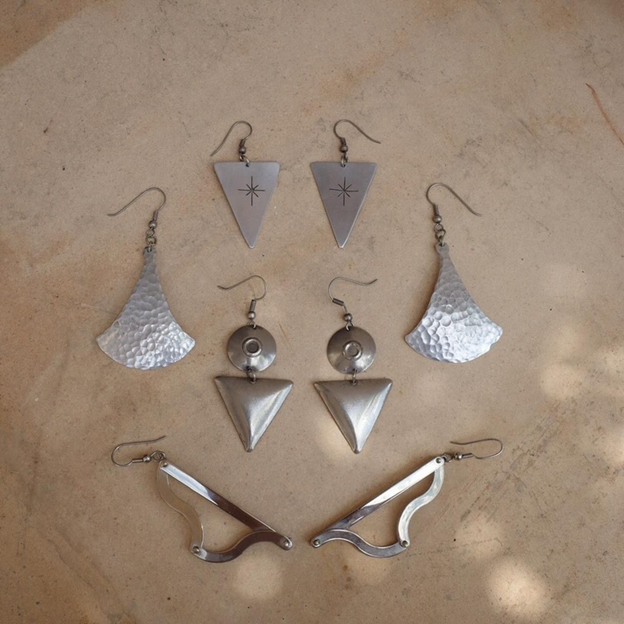 Vintage Vintage Silver Deco Earrings Size ONE SIZE - 3 Thumbnail