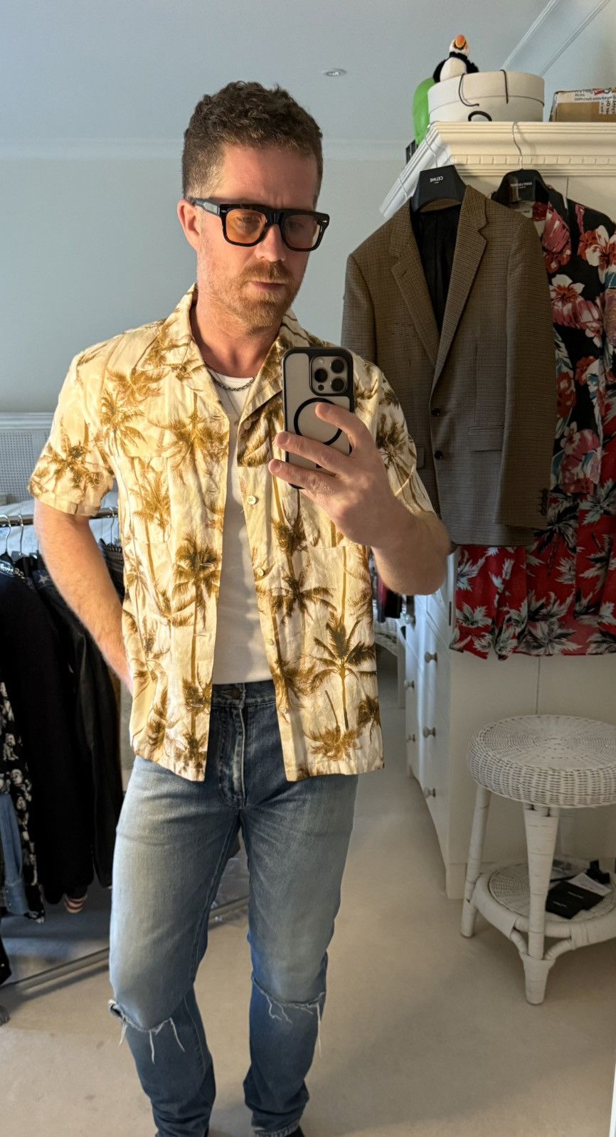 Saint Laurent Paris SS16 Saint Laurent runway Hawaiian palm tree shirt Hedi 42 Size US L / EU 52-54 / 3 - 3 Thumbnail