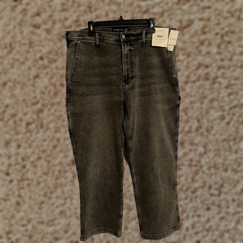 Abercrombie & Fitch VINTAGE Abercrombie & Fitch Baggy Black Acid Wash Carpenter Jeans Men's 36x32 New! Size US 36 / EU 52 - 1 Thumbnail