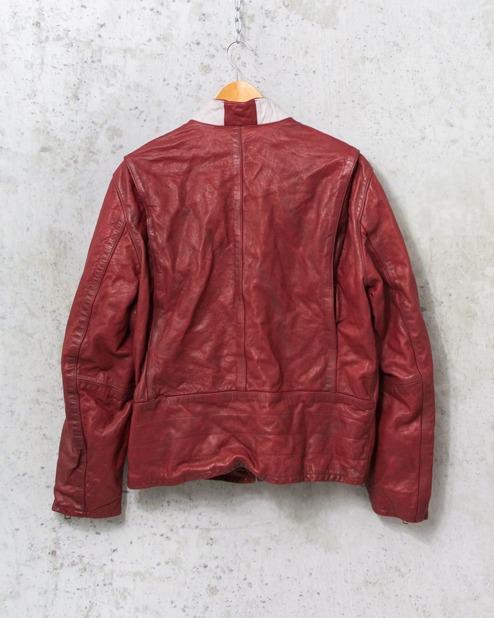 Gap × Genuine Leather GAP Red Leather Racing Jacket Y2K Vintage Distressed Men’s L Size US L / EU 52-54 / 3 - 7 Thumbnail