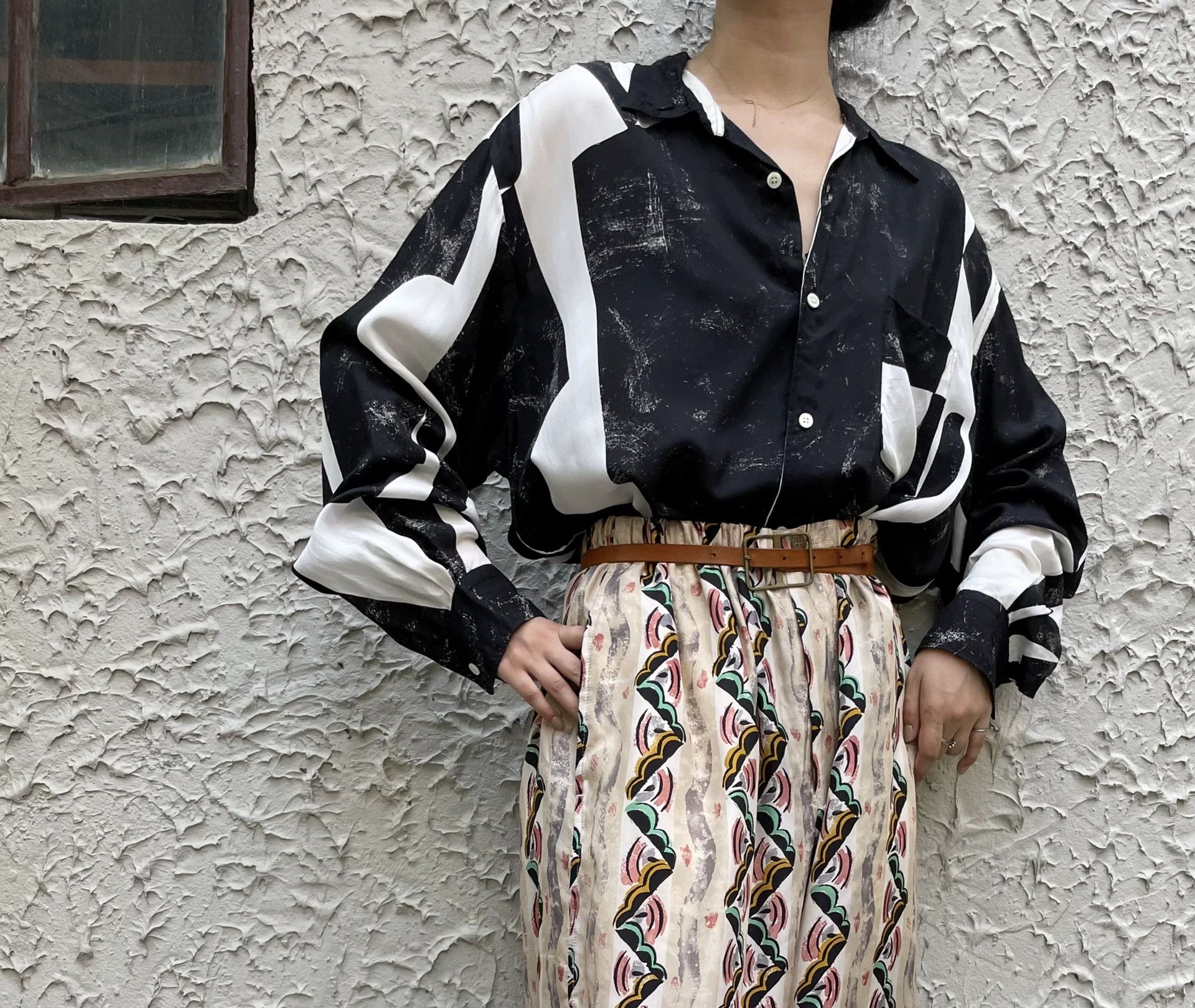 Comme des Garcons CDG HOMME 1985 Geometric B&W Rayon Shirt M-L Size US M / EU 48-50 / 2 - 2 Thumbnail