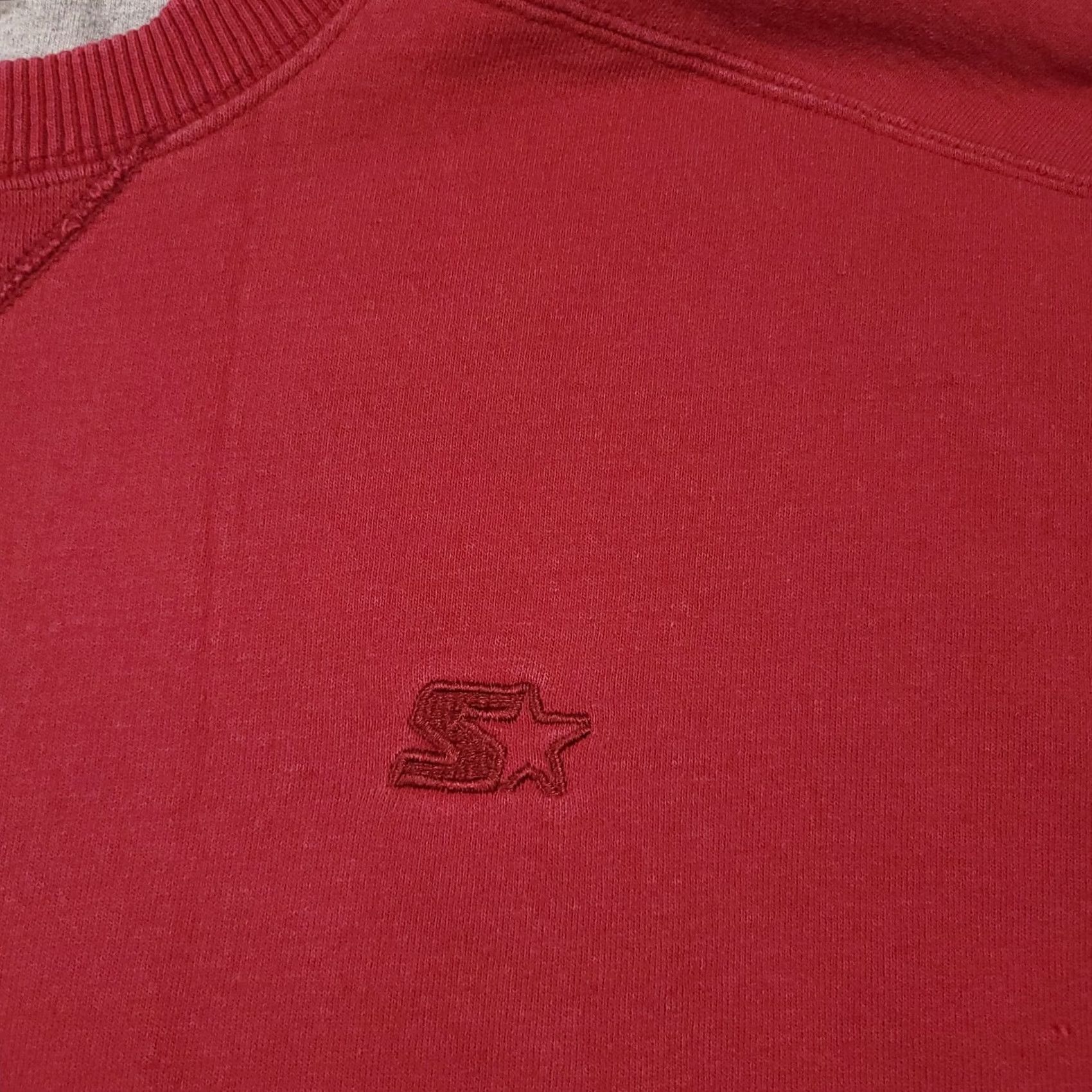 Starter VINTAGE Starter Pullover Sweatshirt Crewneck Mens Large Red Faded Blank 90s Sports Heavyweight Cotton Polyester Fabric Fleece Size US L / EU 52-54 / 3 - 4 Thumbnail