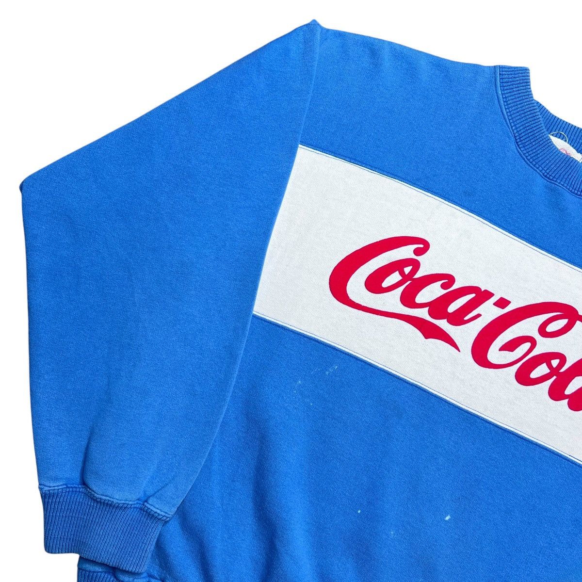 Coca Cola Vtg 1980s Coca-Cola Logo Spell Out Tricolor Blue Sweatshirt Size US L / EU 52-54 / 3 - 16 Thumbnail