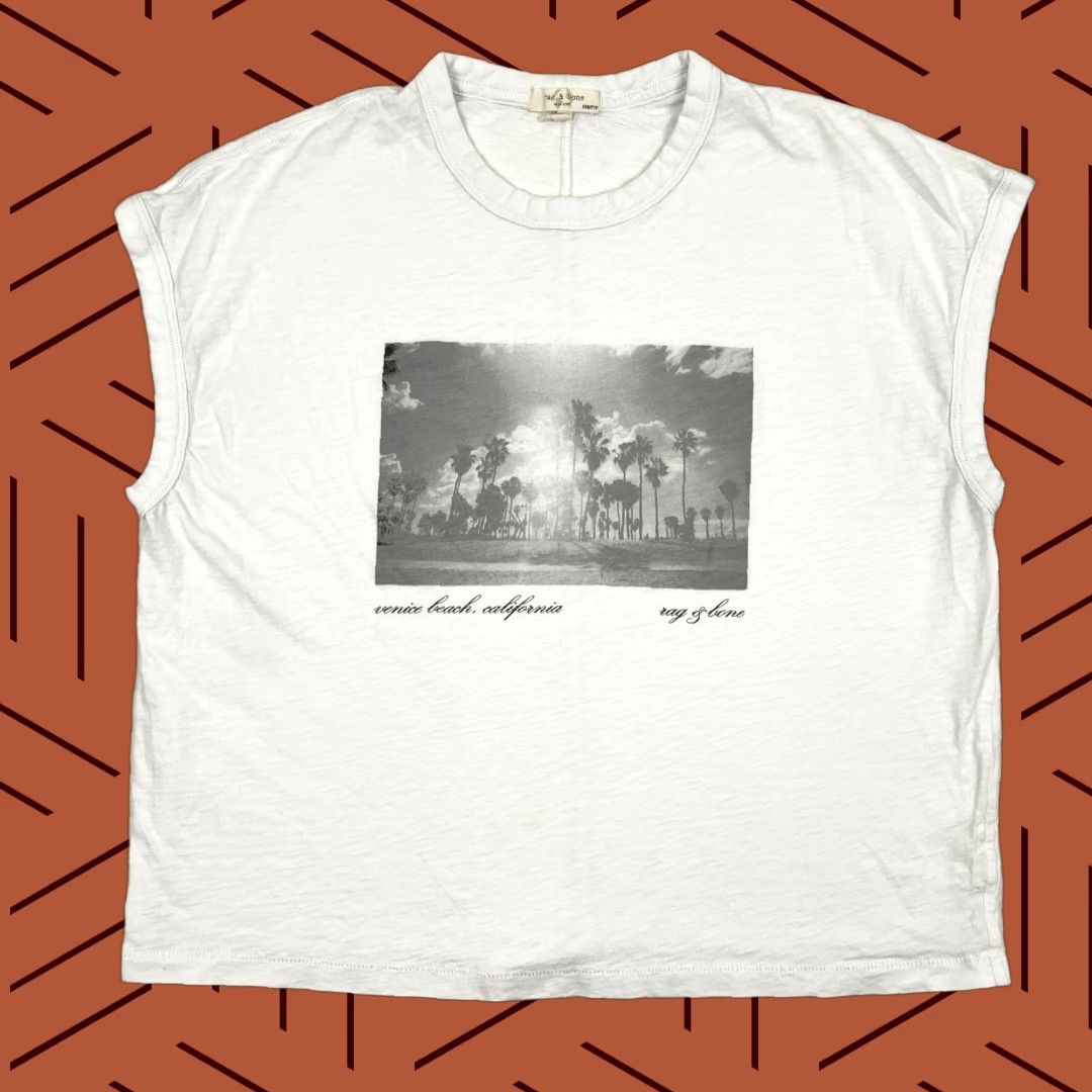 Rag & Bone Rag & Bone Shirt Womens 2XS XXS Oversized Boxy White Venice Beach Muscle Graphic Shirt Womens 2XS XXS Oversized Boxy White Venice Beach Muscle Graphic Size XXS / US 00 / IT 34 - 1 Thumbnail