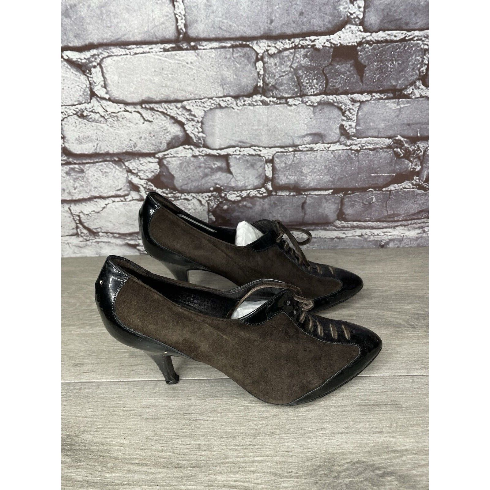 Barneys New York Barneys New York Co-op Brown Suede Oxfords Heel LaceShoes Wo Size US 6 / IT 36 - 20 Thumbnail