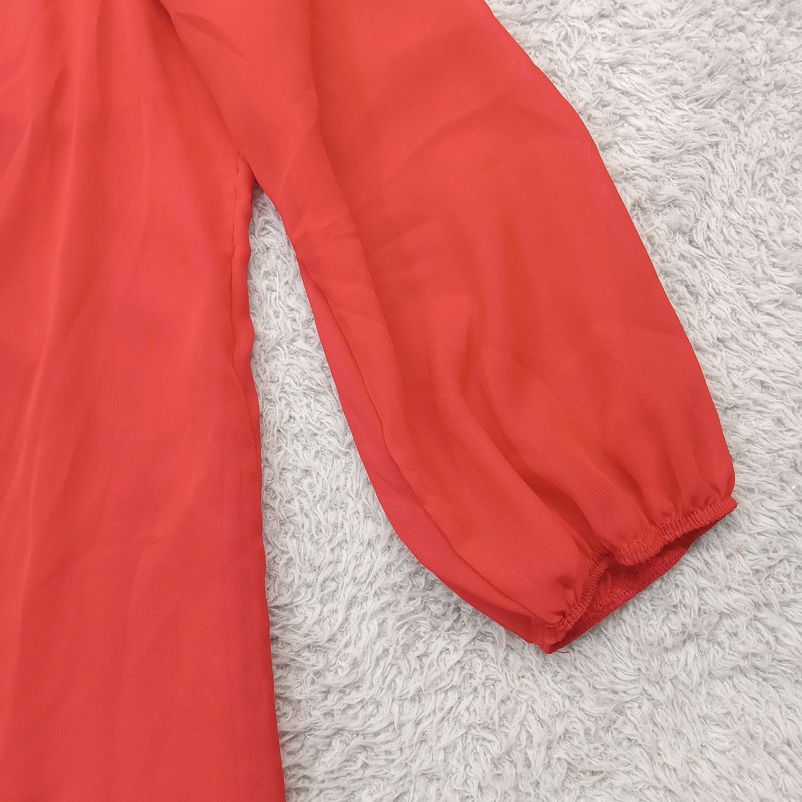 & Other Stories LTX USA Sheer Dress S Women's Red Bow Lined Size S / US 4 / IT 40 - 4 Thumbnail