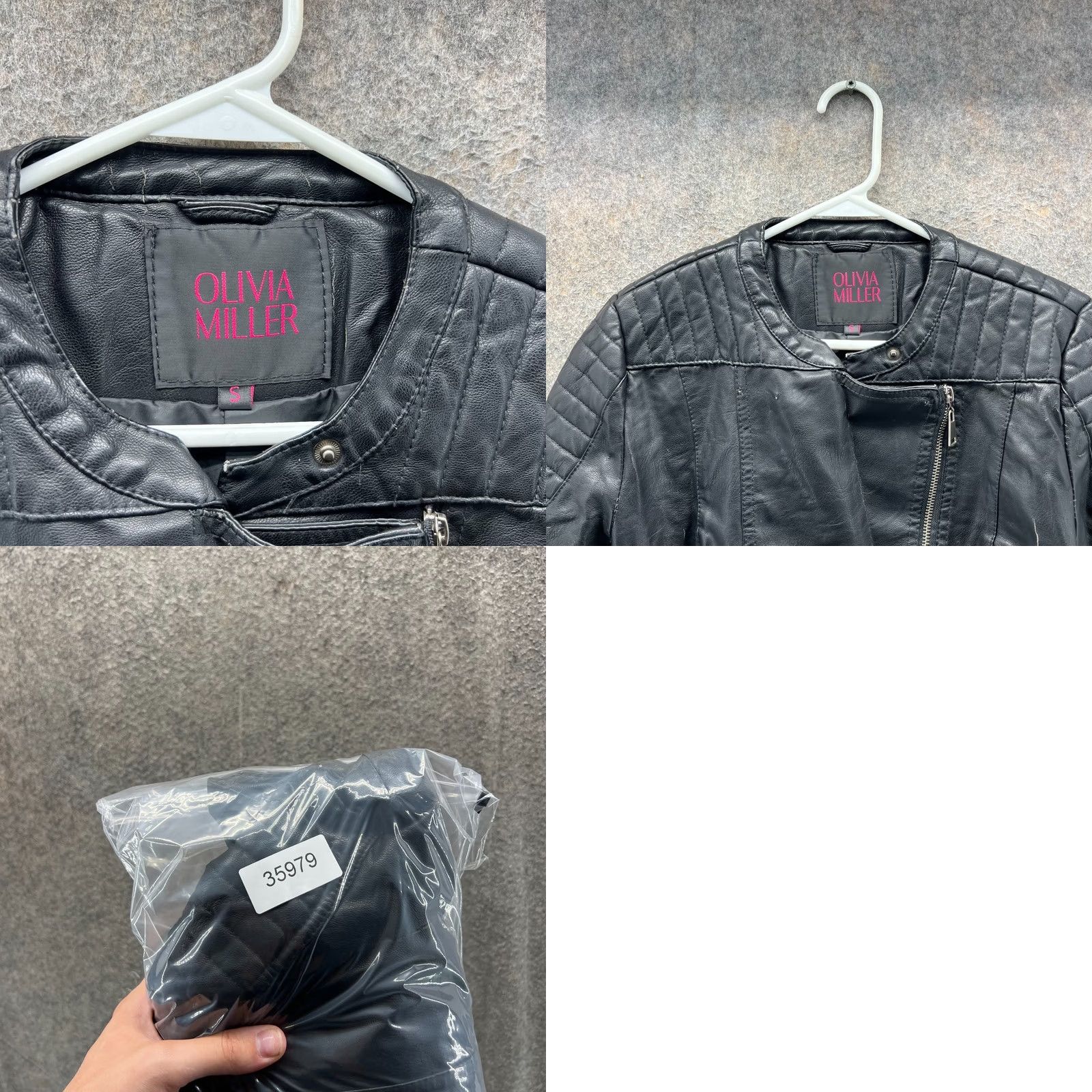 Vintage Olivia Miller Leather Jacket Womens Small Black Faux Moto Biker Zip Shirt Womens Black Biker Rigid? Size S / US 4 / IT 40 - 8 Thumbnail