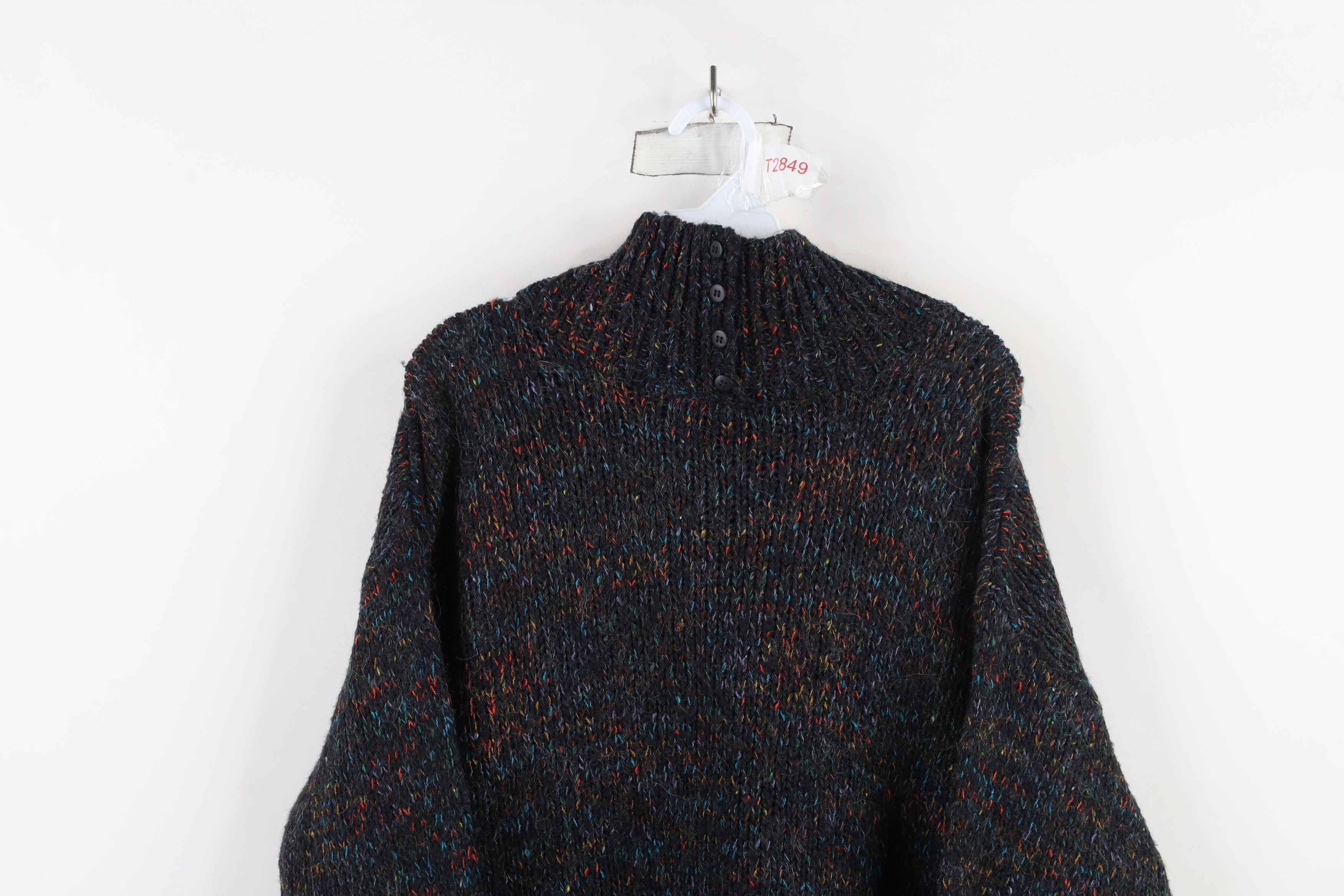 Vintage Vintage 90s Streetwear Knit Rainbow Fleck Collared Sweater Size L / US 10 / IT 46 - 2 Thumbnail