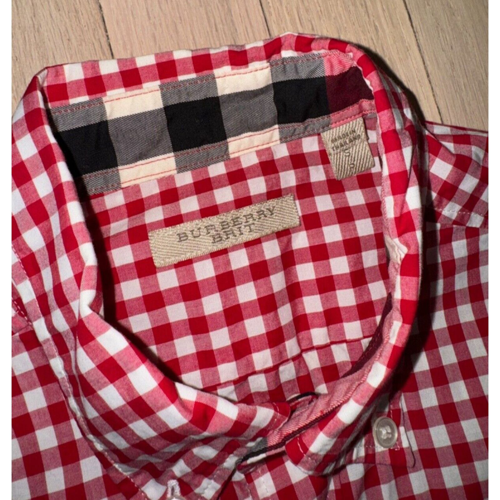 Burberry Burberry Brit Red White Gingham Nova Check Print Button Size US S / EU 44-46 / 1 - 5 Thumbnail