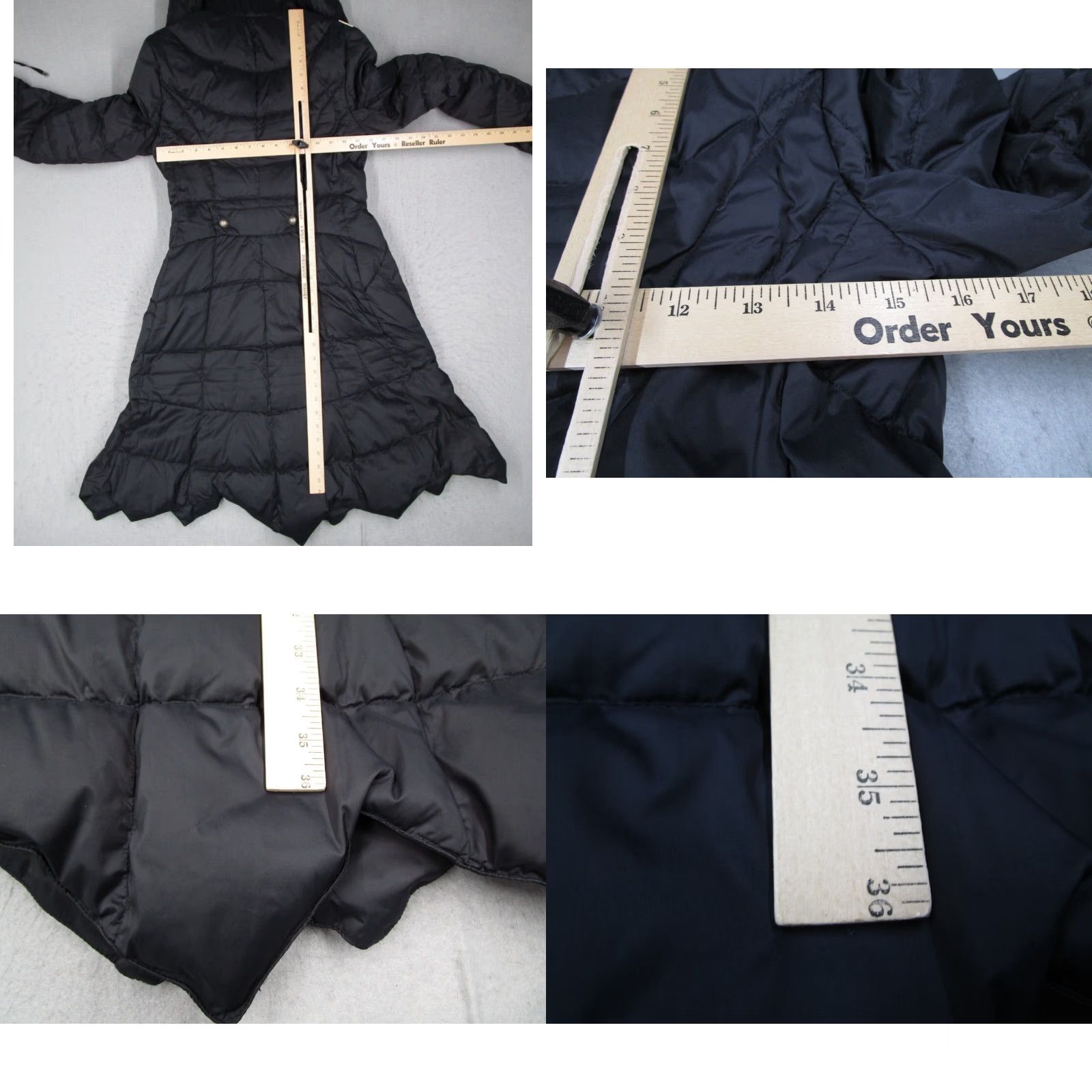 Vintage CB4 Jacket Women 42 Black Down Snap Front Puffer Coat Designer Made in Romania Size M / US 6-8 / IT 42-44 - 8 Thumbnail