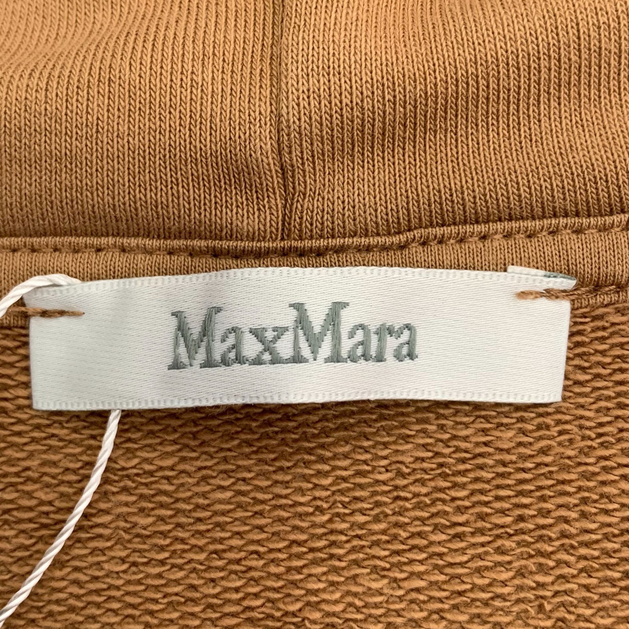 Max Mara Maxmara Brown Hooded Long-Sleeved Sweatshirt With Logo Lette Size S / US 4 / IT 40 - 2 Thumbnail