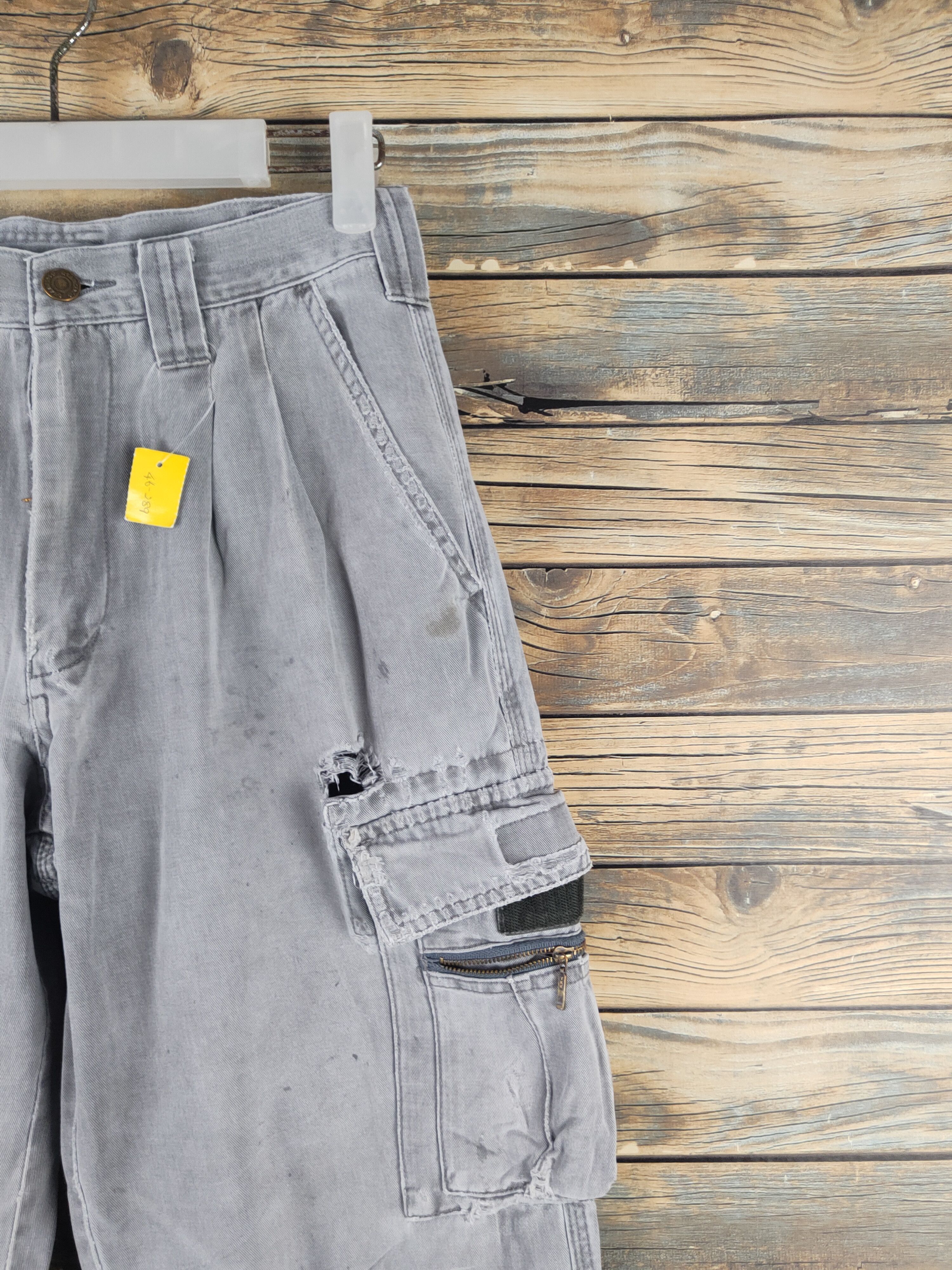 Japanese Brand DL Gran Cisco Gray Faded Multipocket Cargo Pants #46-289T Size US 27 - 5 Thumbnail