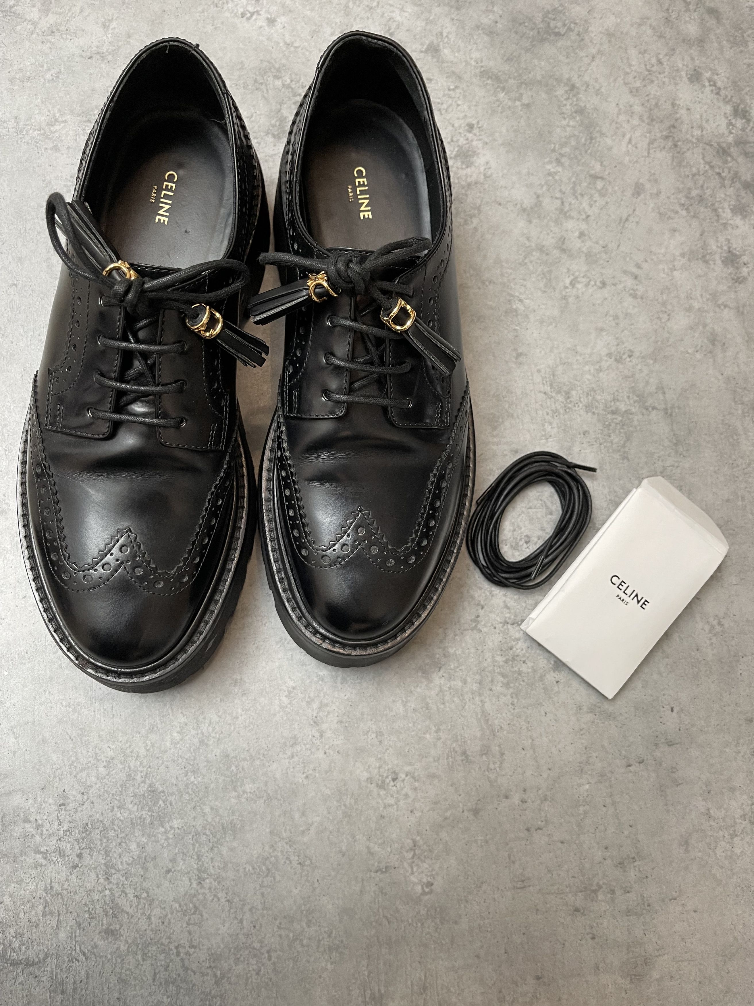 Celine Derby In Black Polished Bull Leather Size US 10 / IT 40 - 1 Thumbnail