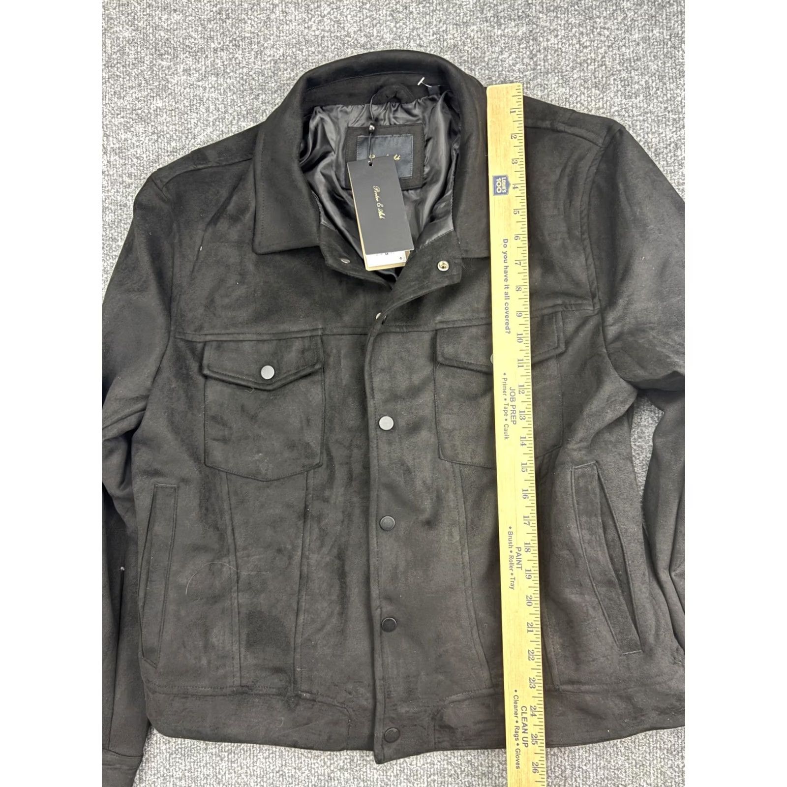 ASH Porter & Ash Jacket Mens Large Black Faux Suede Bomber Snap Front Pockets Lined Size US L / EU 52-54 / 3 - 3 Thumbnail