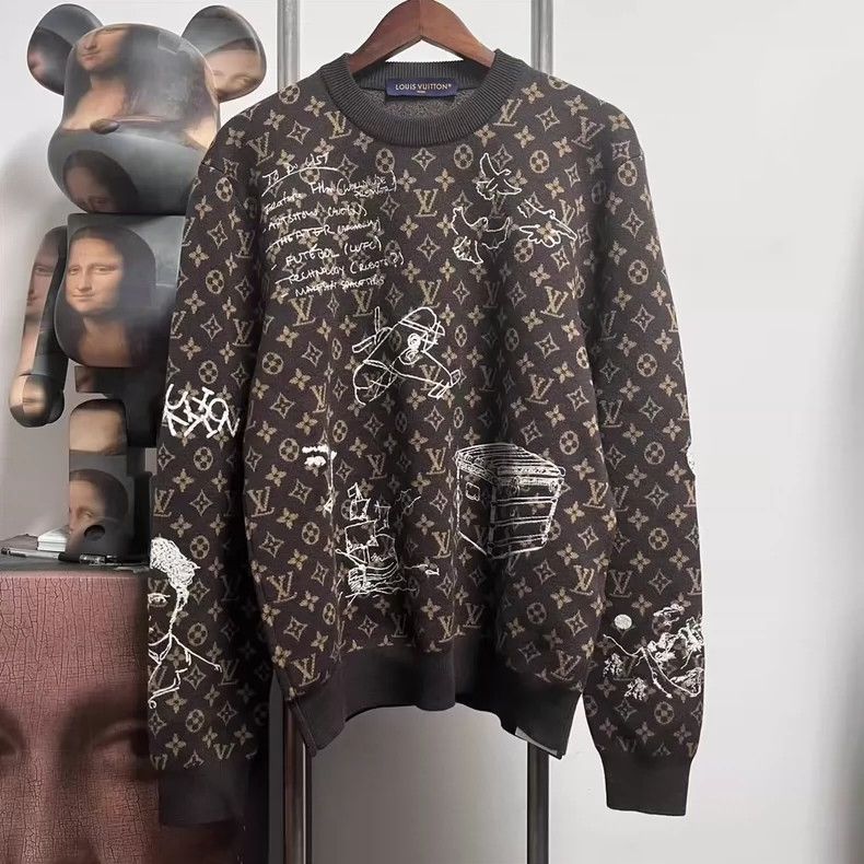 Louis Vuitton louis vuitton Knitted Sweater with Full Print of Graffiti Size US M / EU 48-50 / 2 - 1 Thumbnail