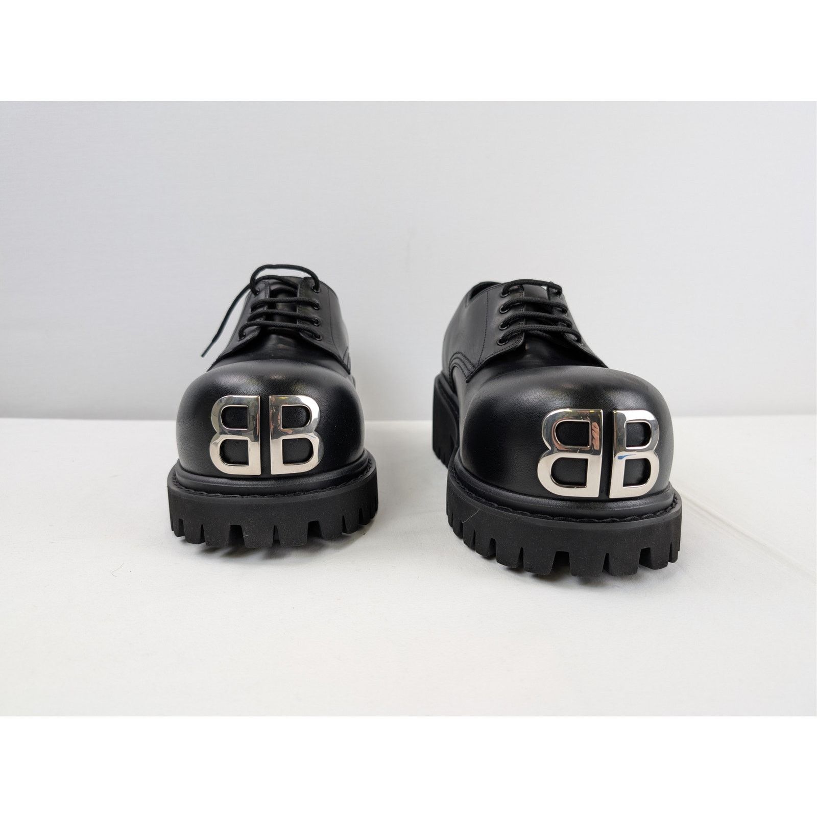 Balenciaga o1rshd1 Soft Calfskin Stomper Derbie BB Boots in Black Size US 6 / EU 39 - 5 Thumbnail