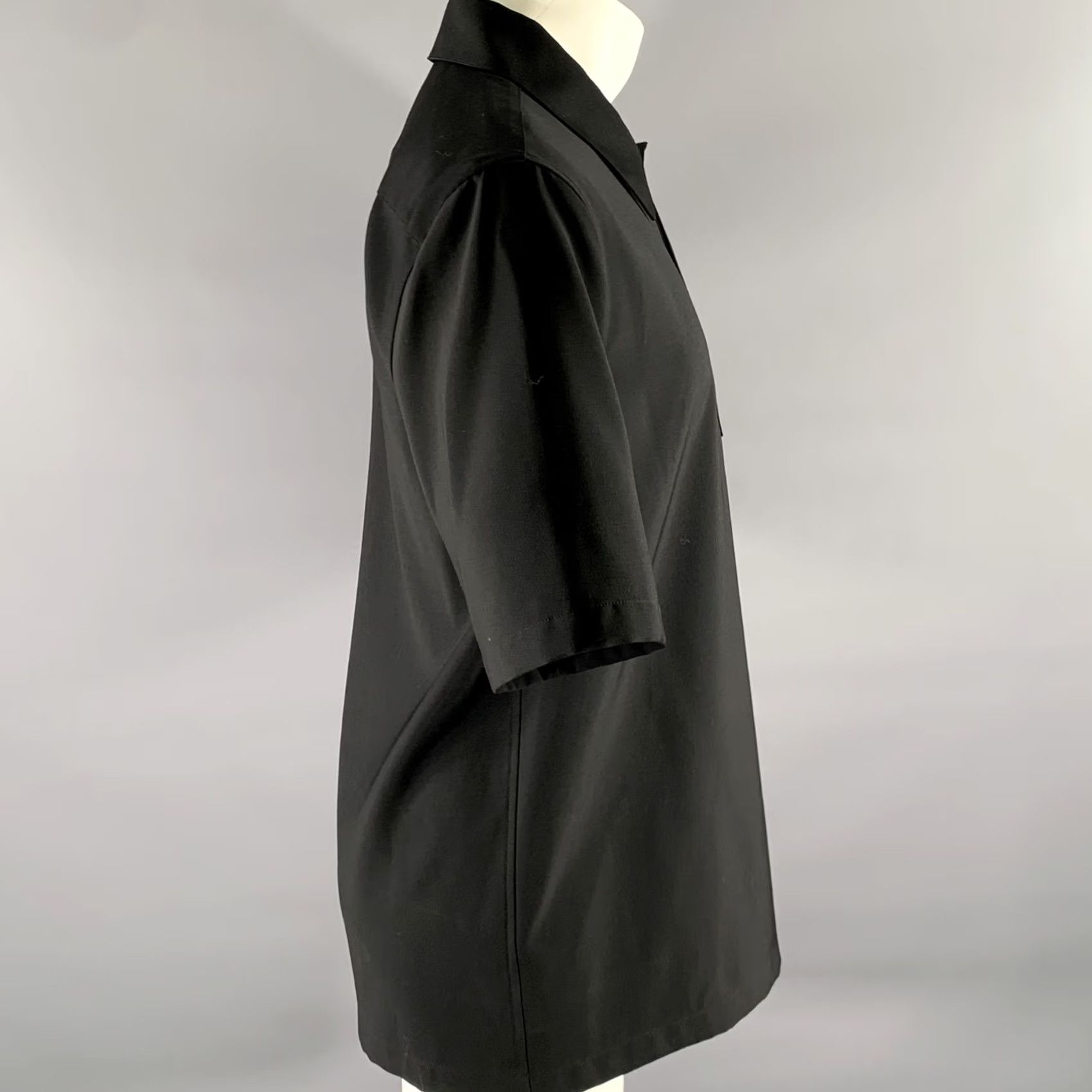 Jil Sander JIL SANDER Polo Shirt M Black Wool Popover Short-Sleeve Mens Size US M / EU 48-50 / 2 - 2 Thumbnail