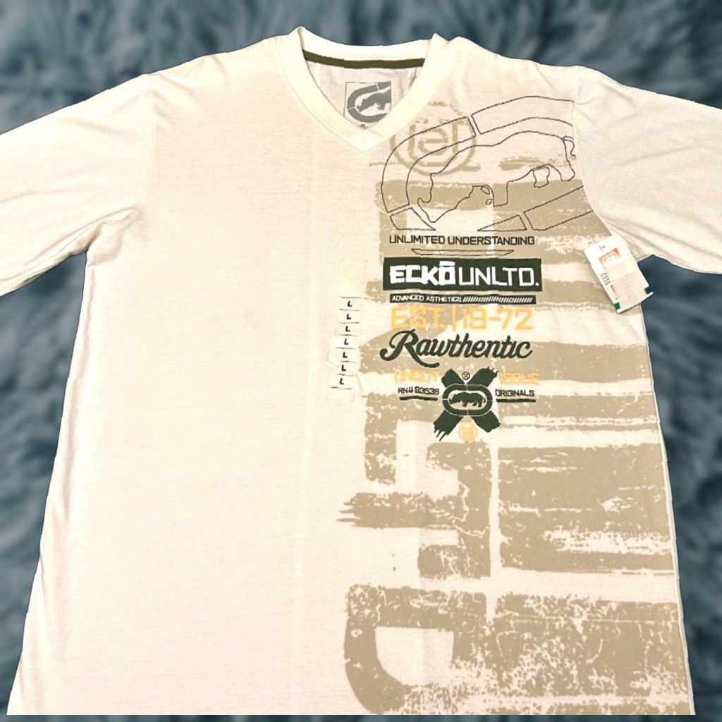 Ecko Unltd. VINTAGE Ecko Unltd VTG V Neck Shirt Mens L NWT Hip Hop Grunge Punk Y2K Skater Beige Size US L / EU 52-54 / 3 - 1 Thumbnail